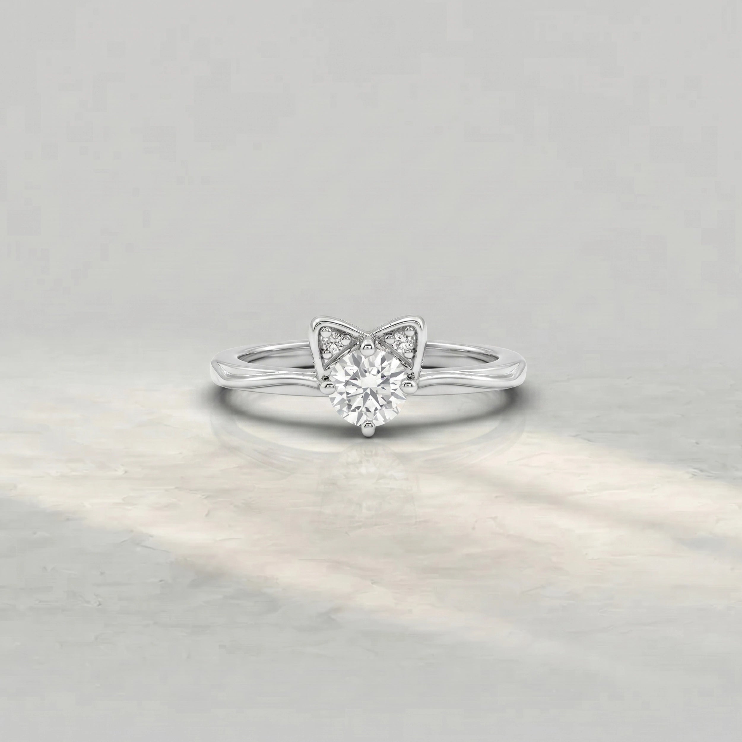 Round Lab Diamond Cat Shape Engagement Ring Rings