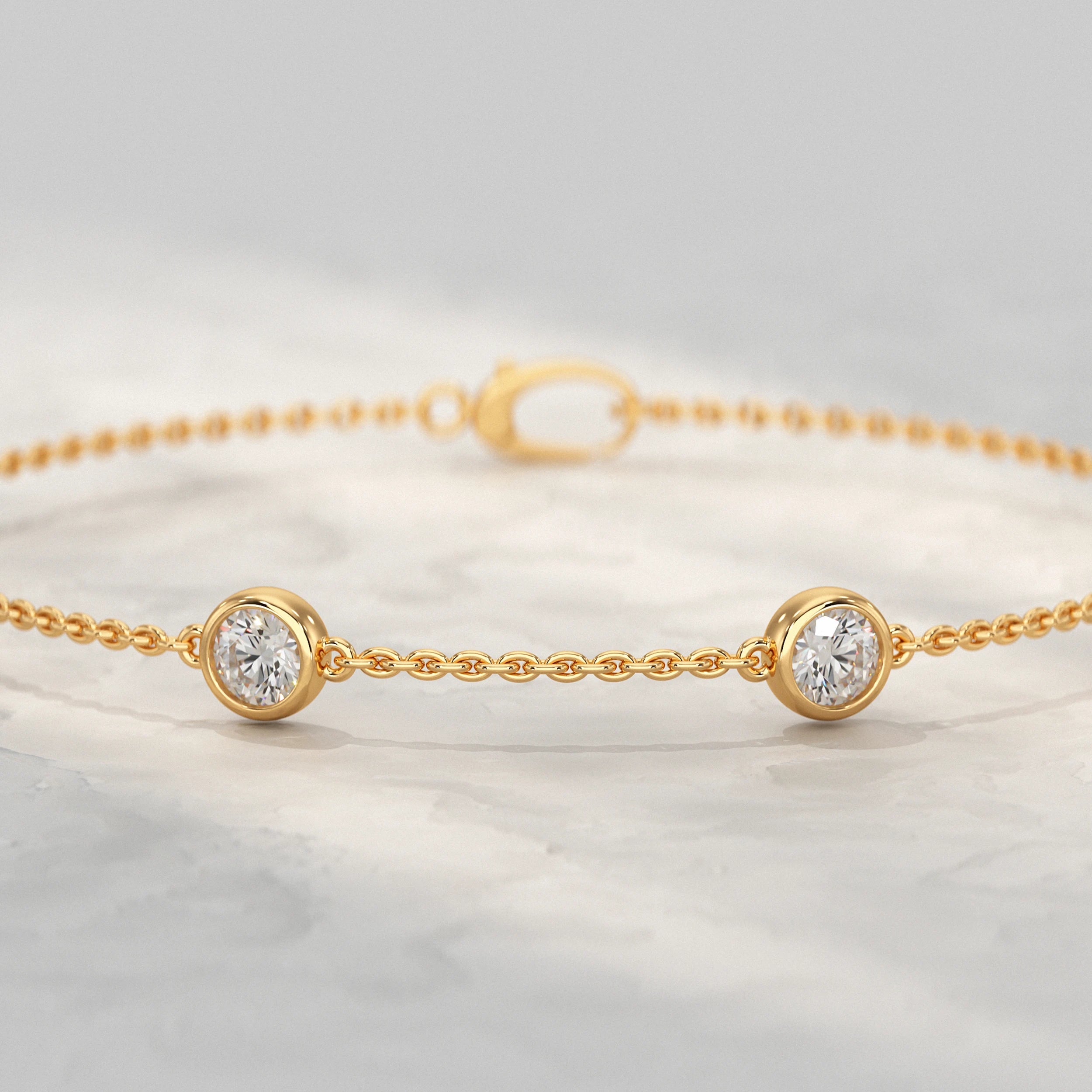 Round Cut Bezel Set Chain Bracelet Bracelet