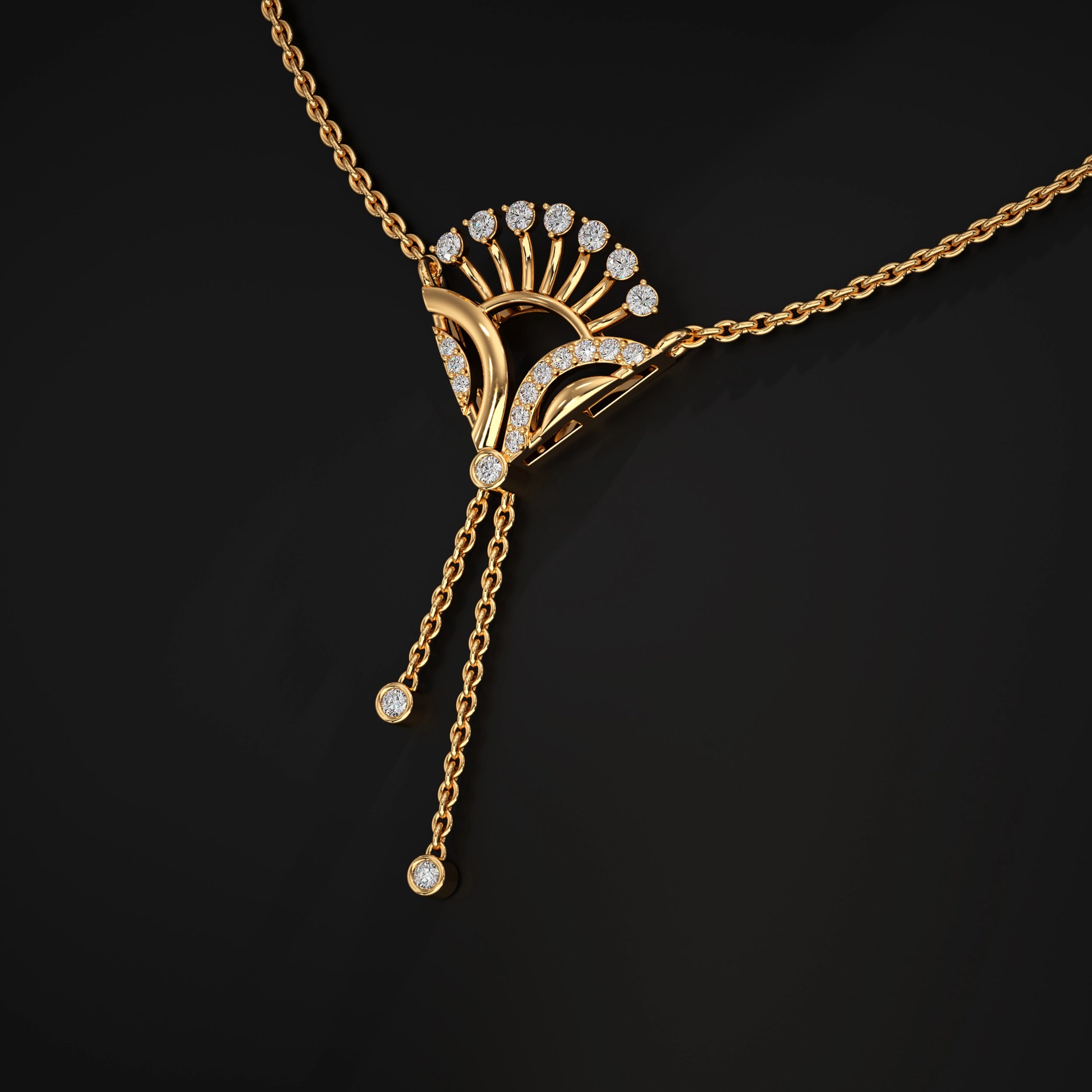 Diamond Pendant with Drop Chains Pendant