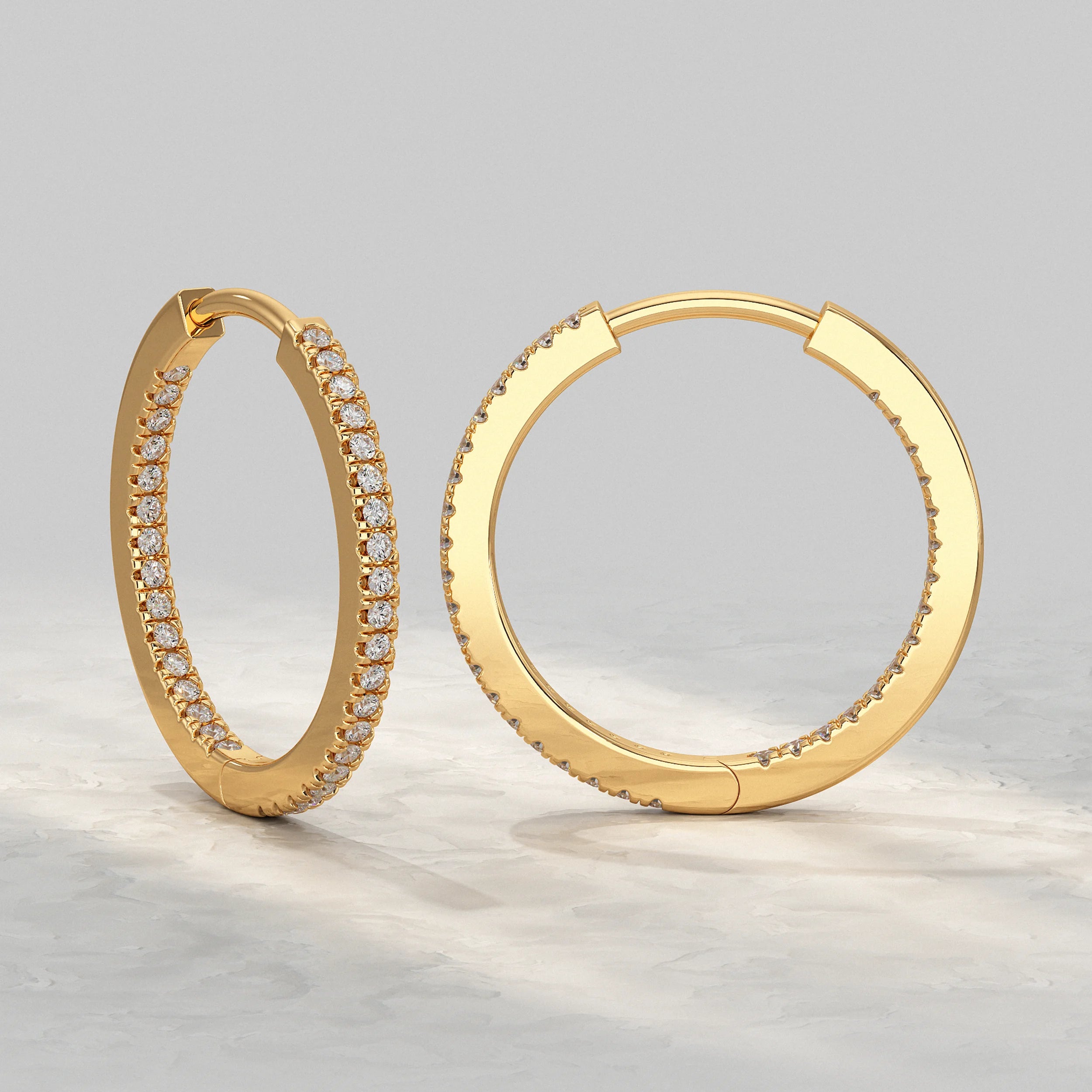 Round Lab Diamond In- Out Hoop Earrings Earrings