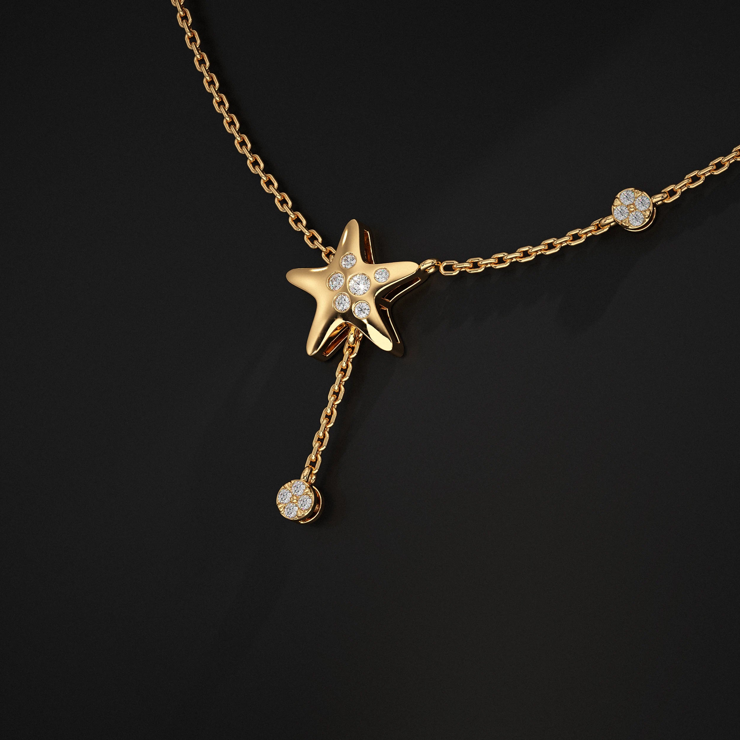 Star Cut Lab Diamond Drop Necklace Pendant