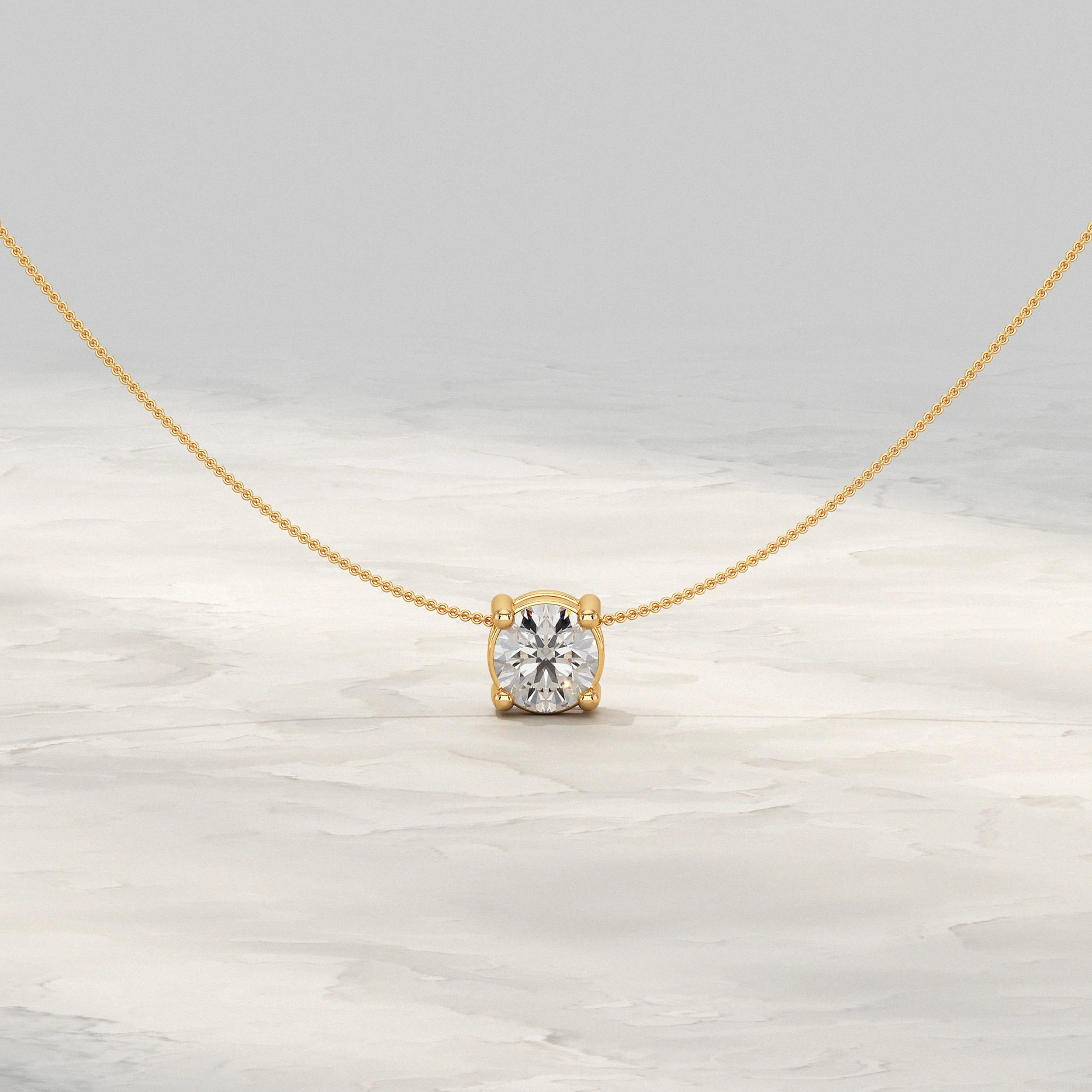 Round Lab Diamond Solitaire Pendant Pendant
