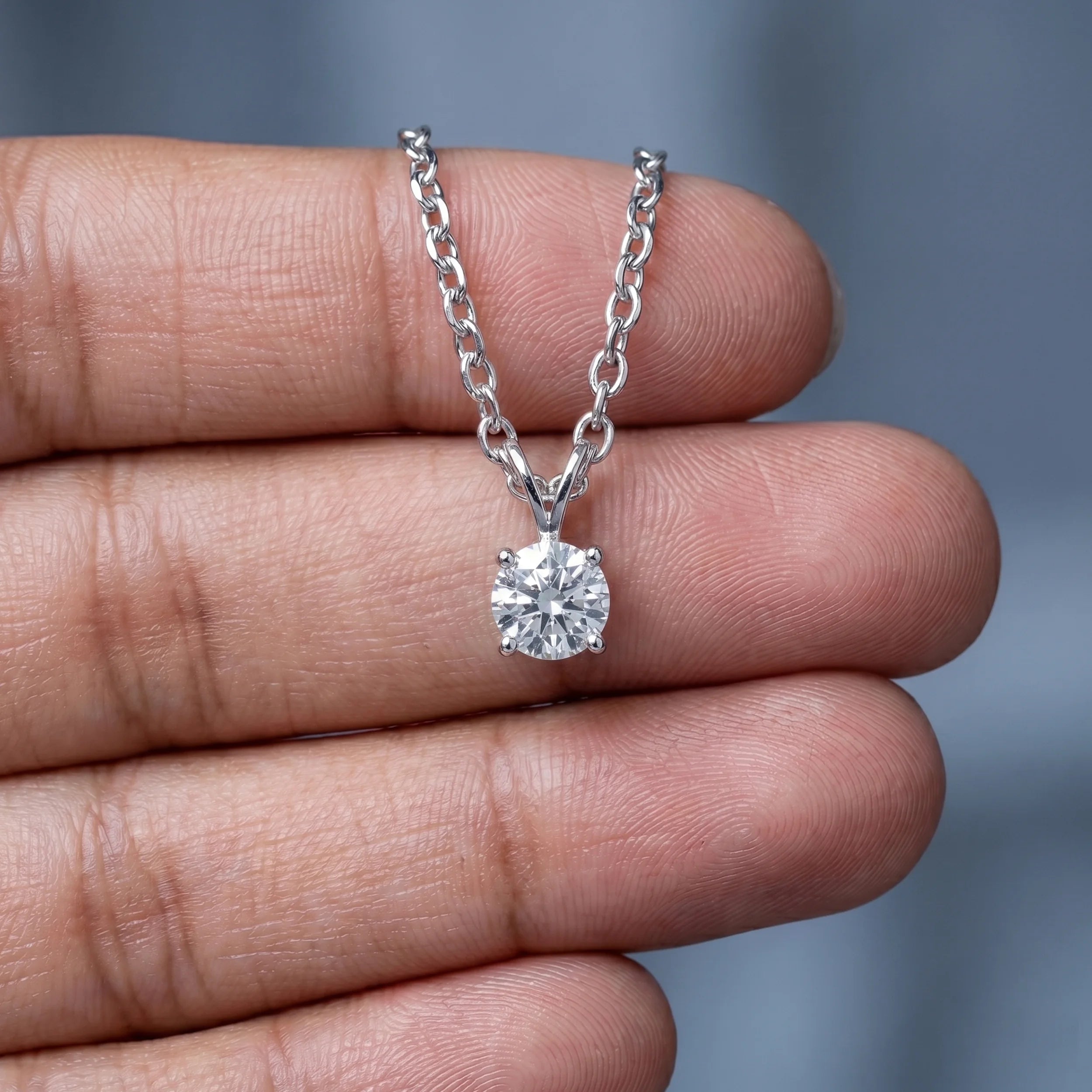 Round Lab Diamond Bail Pendant Pendant
