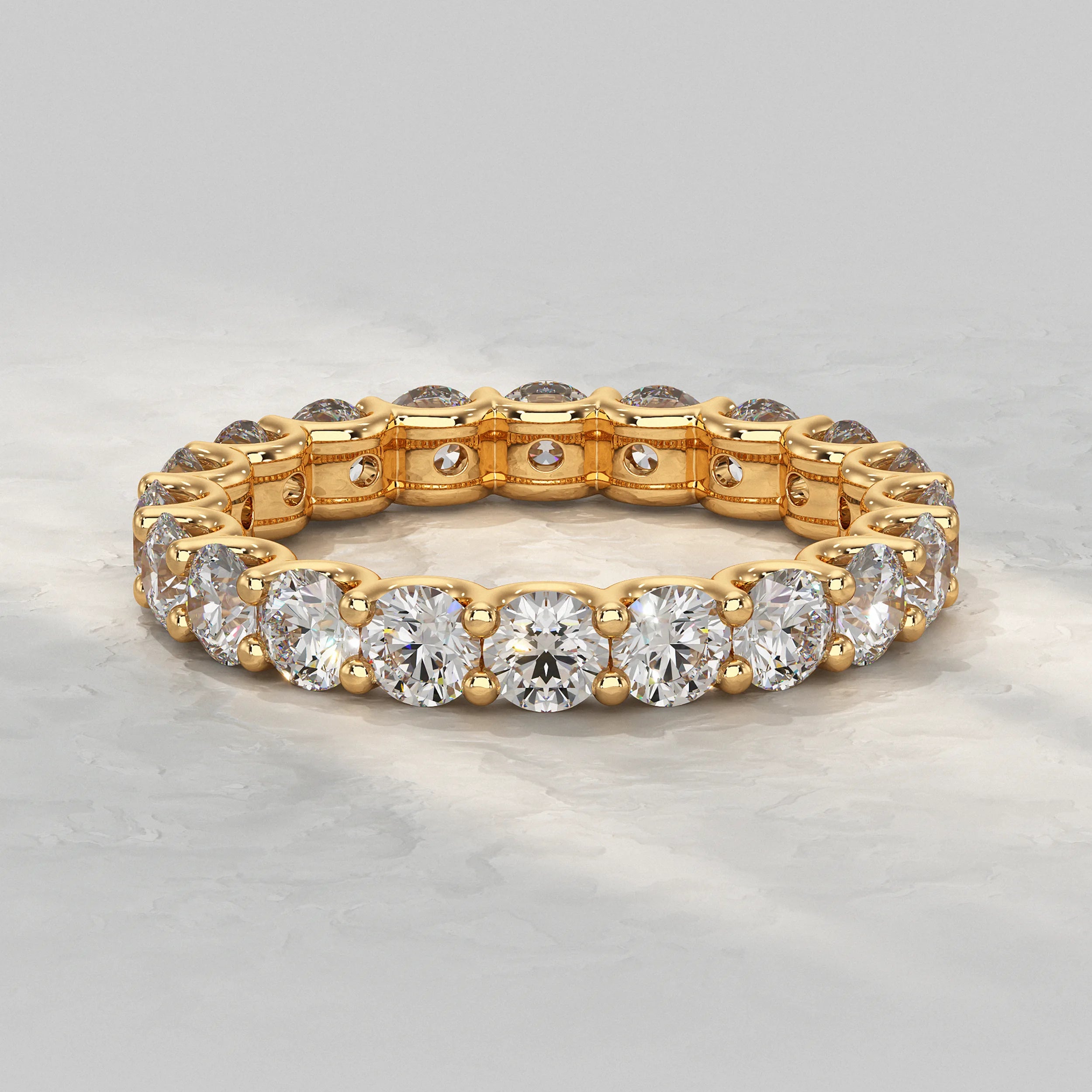 Round Lab Diamond Eternity Wedding Band Rings