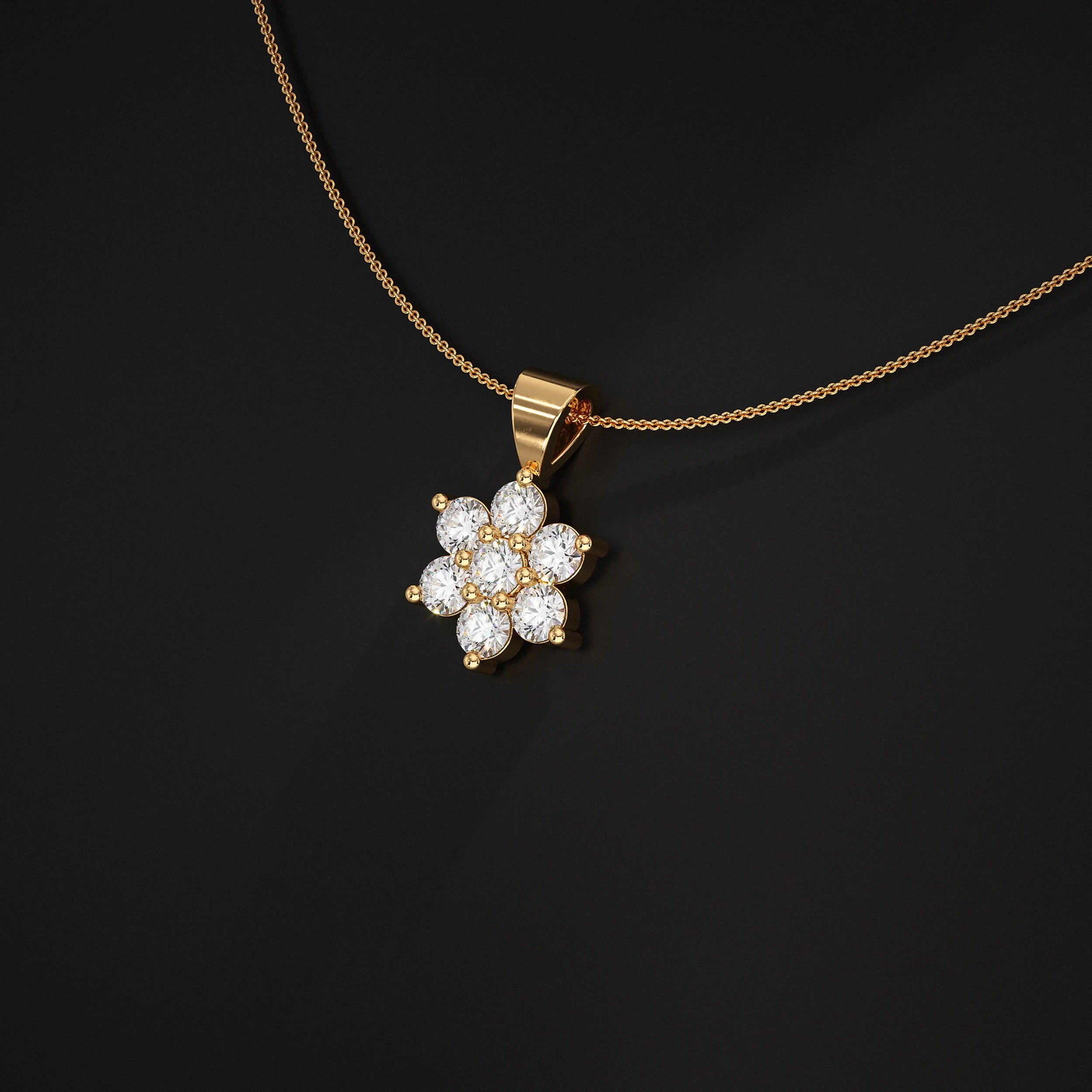 Floral Shape Round Lab Diamond Pendant Pendant