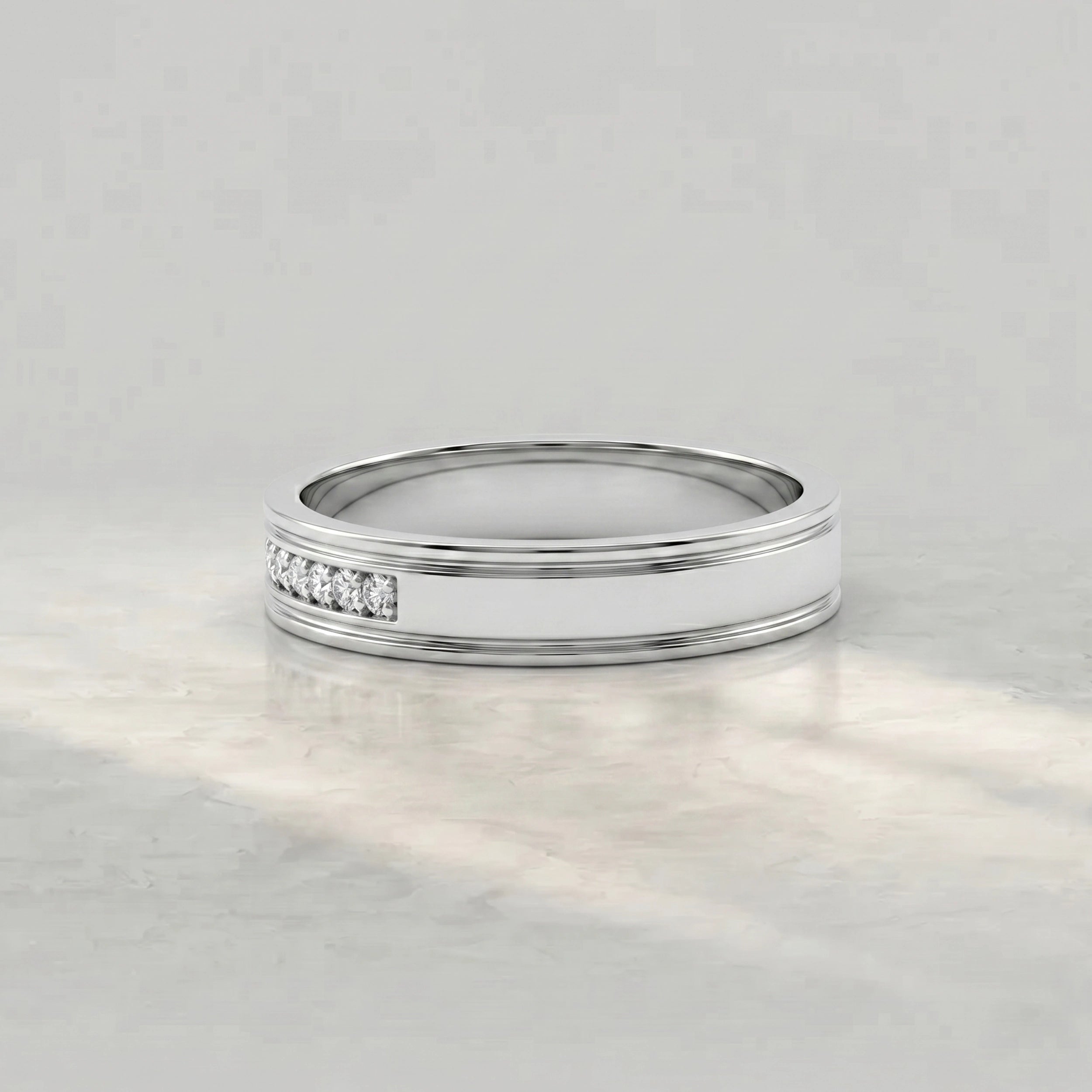 Round Diamond Channel Set Wedding Band Band