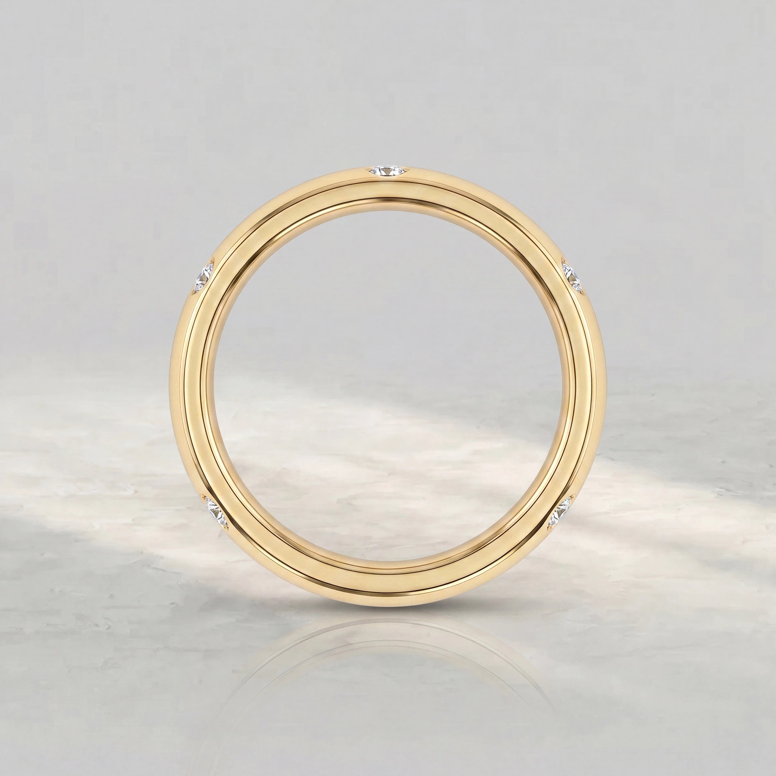 Round Diamond Flush Set Band Rings