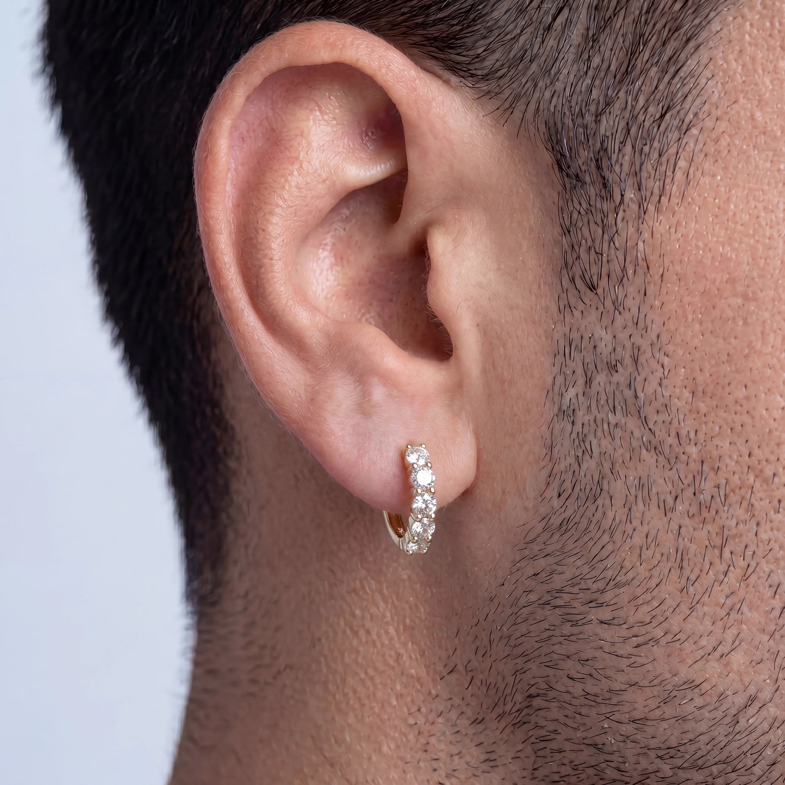 Round Diamond Men's Hoop Earrings Earrings