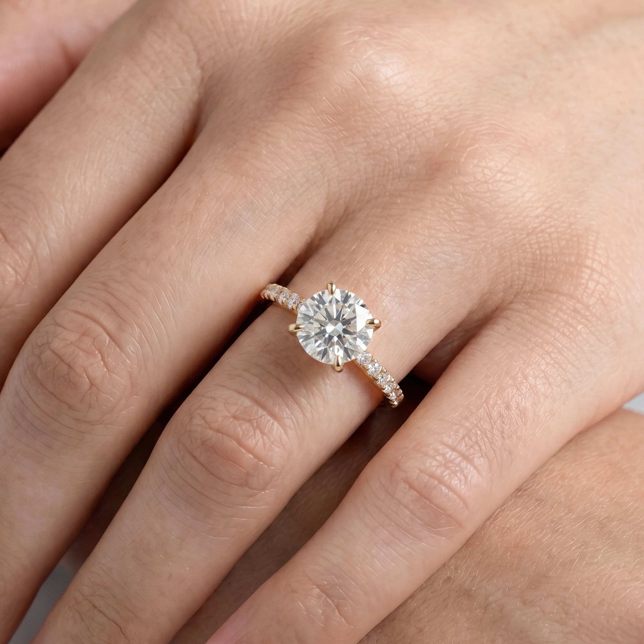 Round Diamond Solitaire Accent Engagement Ring Rings