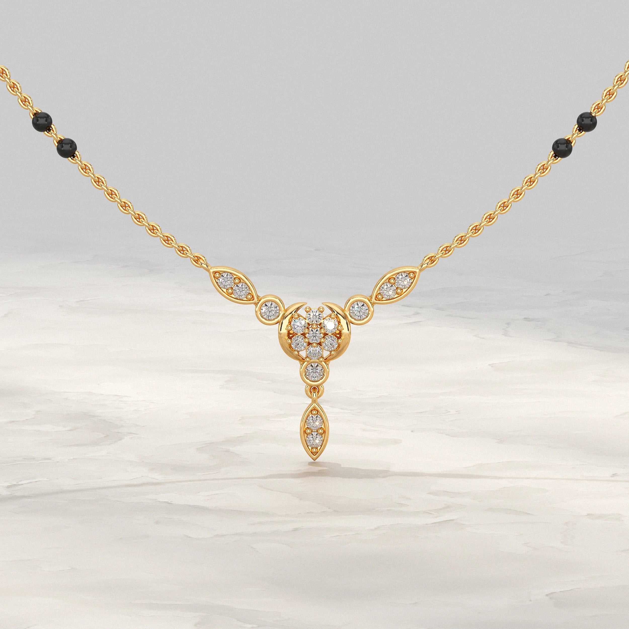 Round Lab Grown Diamond Cluster Mangalsutra Mangal Sutra