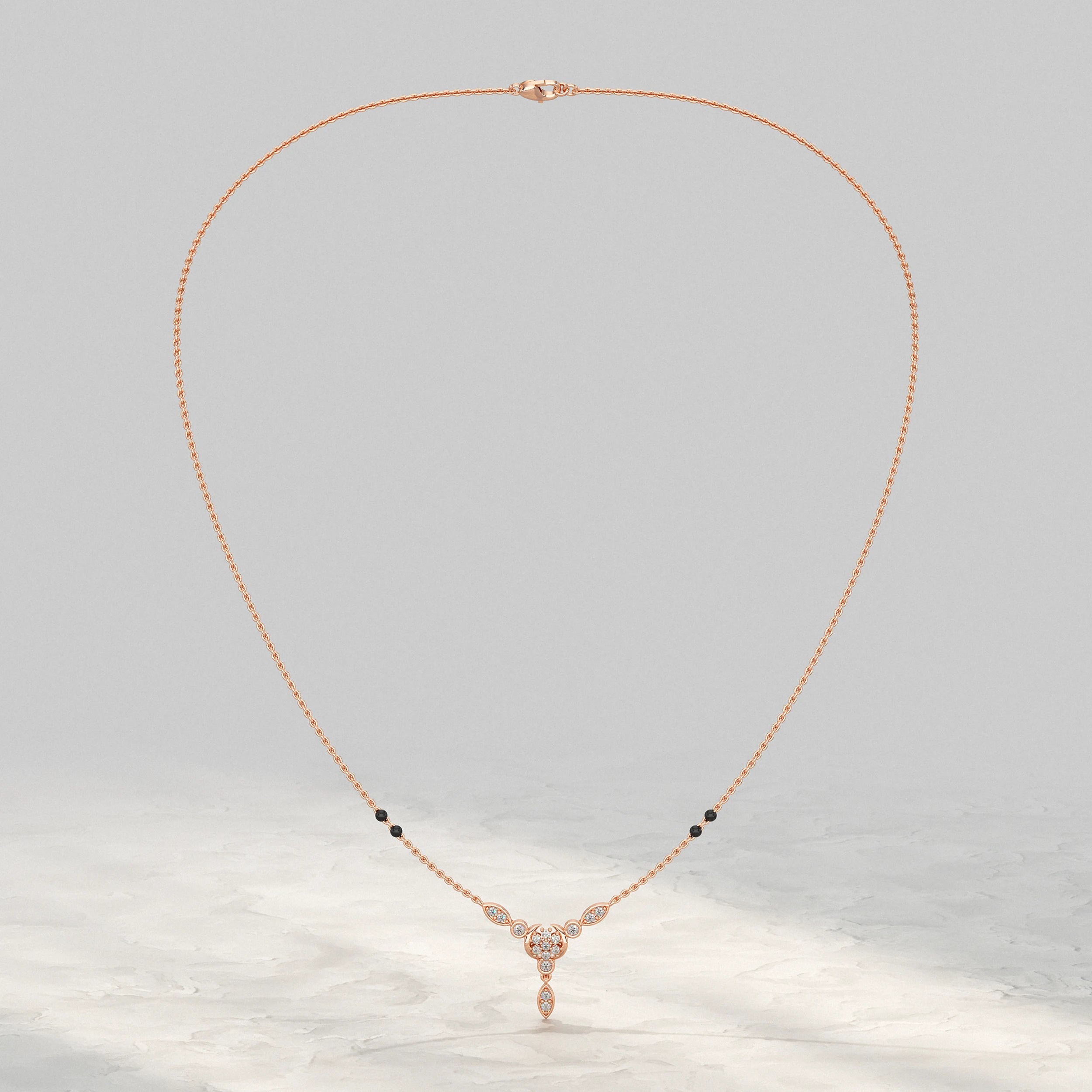 Round Lab Grown Diamond Cluster Mangalsutra Mangal Sutra