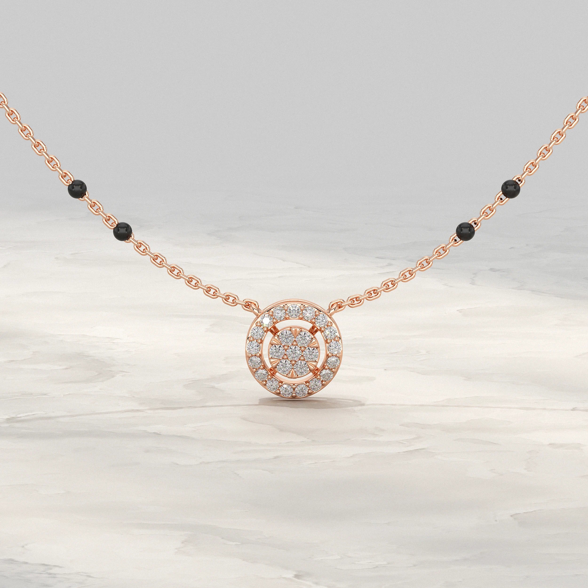 Round Shape Lab Diamond Mangalsutra Mangal Sutra