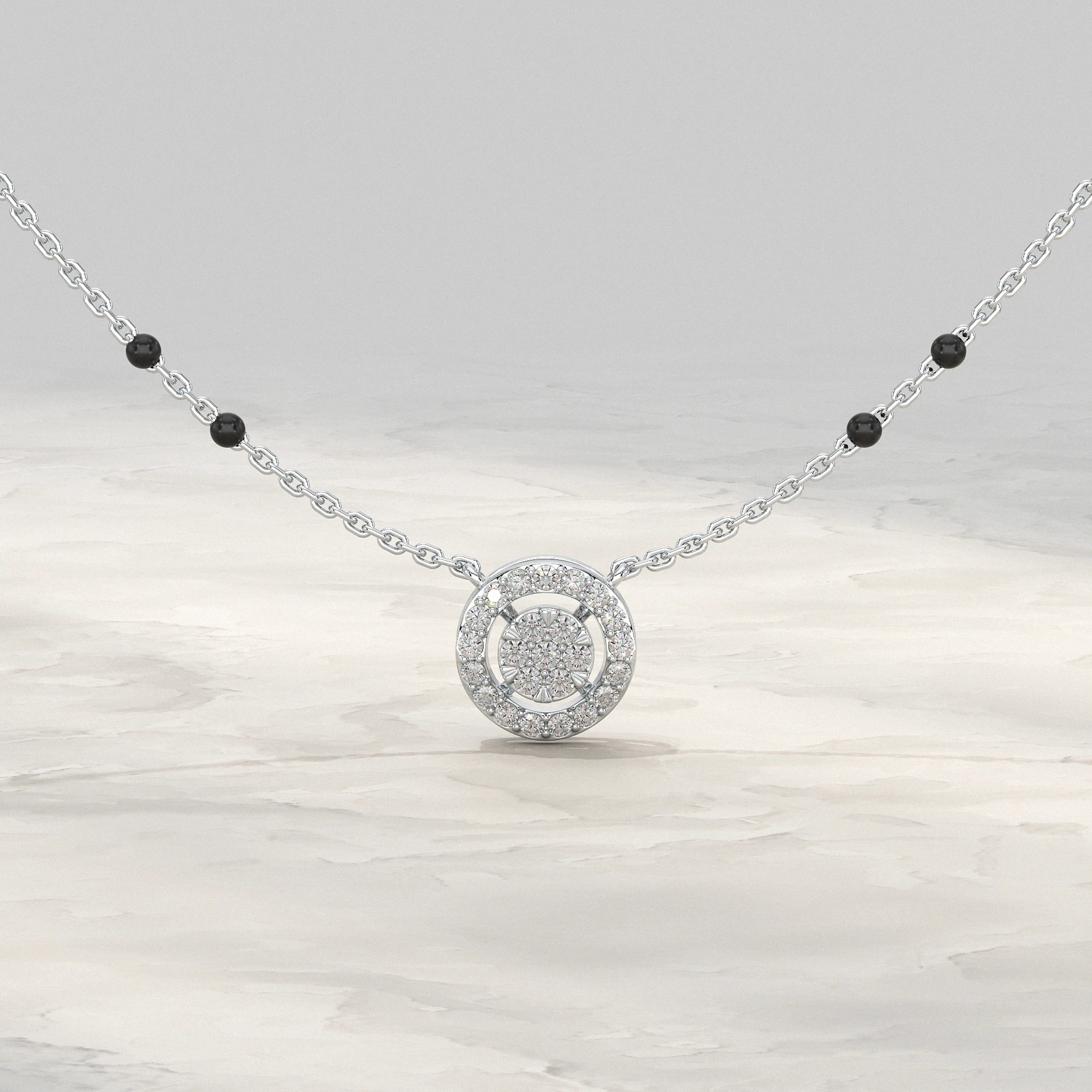 Round Shape Lab Diamond Mangalsutra Mangal Sutra
