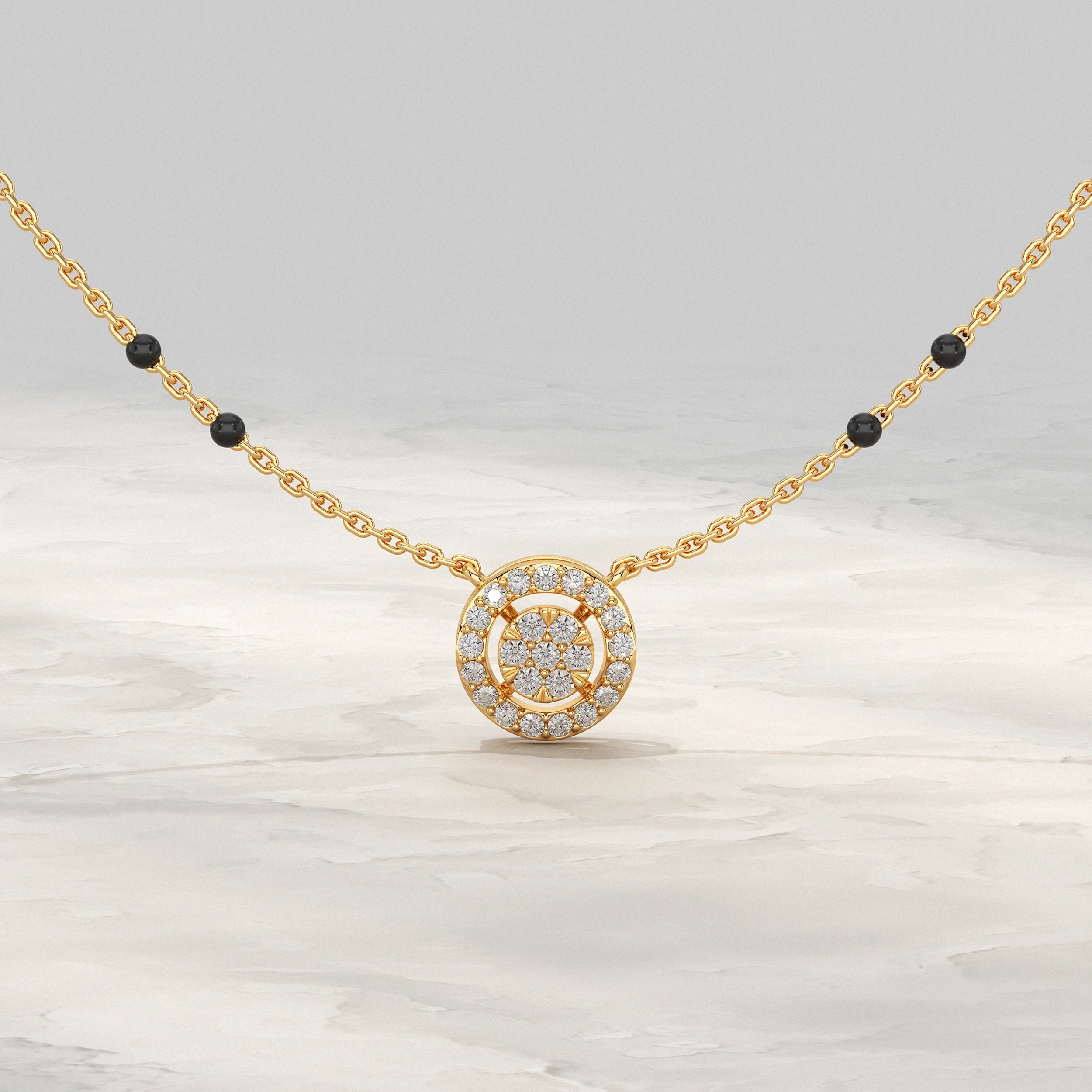 Round Shape Lab Diamond Mangalsutra Mangal Sutra