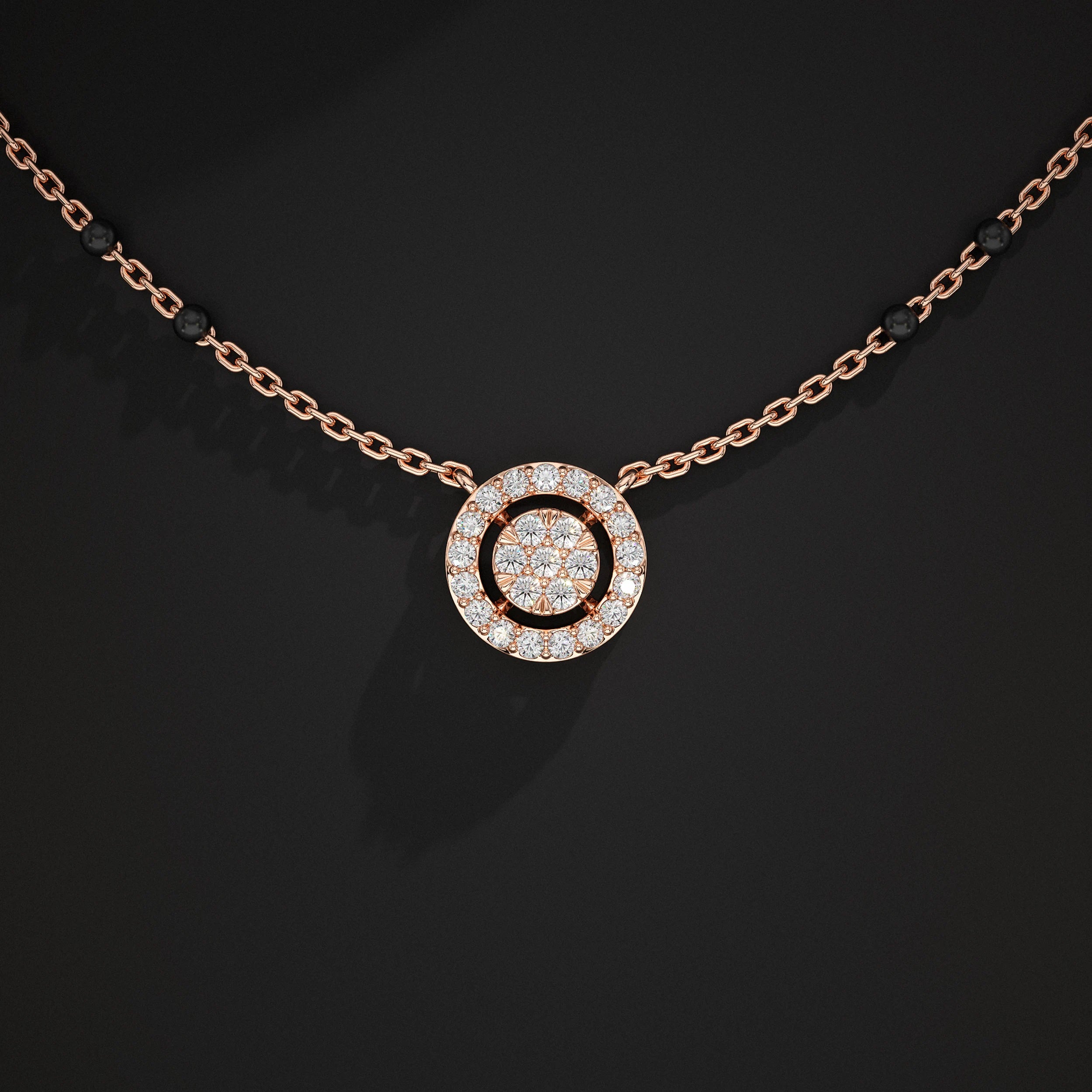 Round Shape Lab Diamond Mangalsutra Mangal Sutra