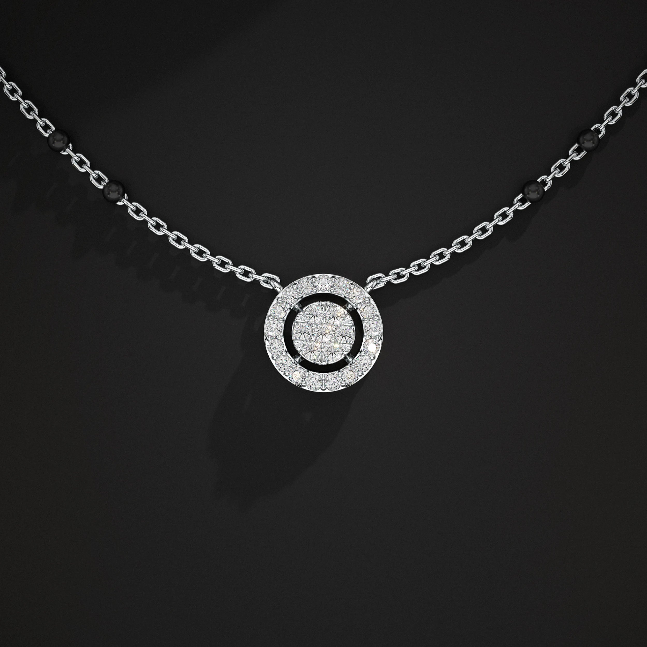 Round Shape Lab Diamond Mangalsutra Mangal Sutra