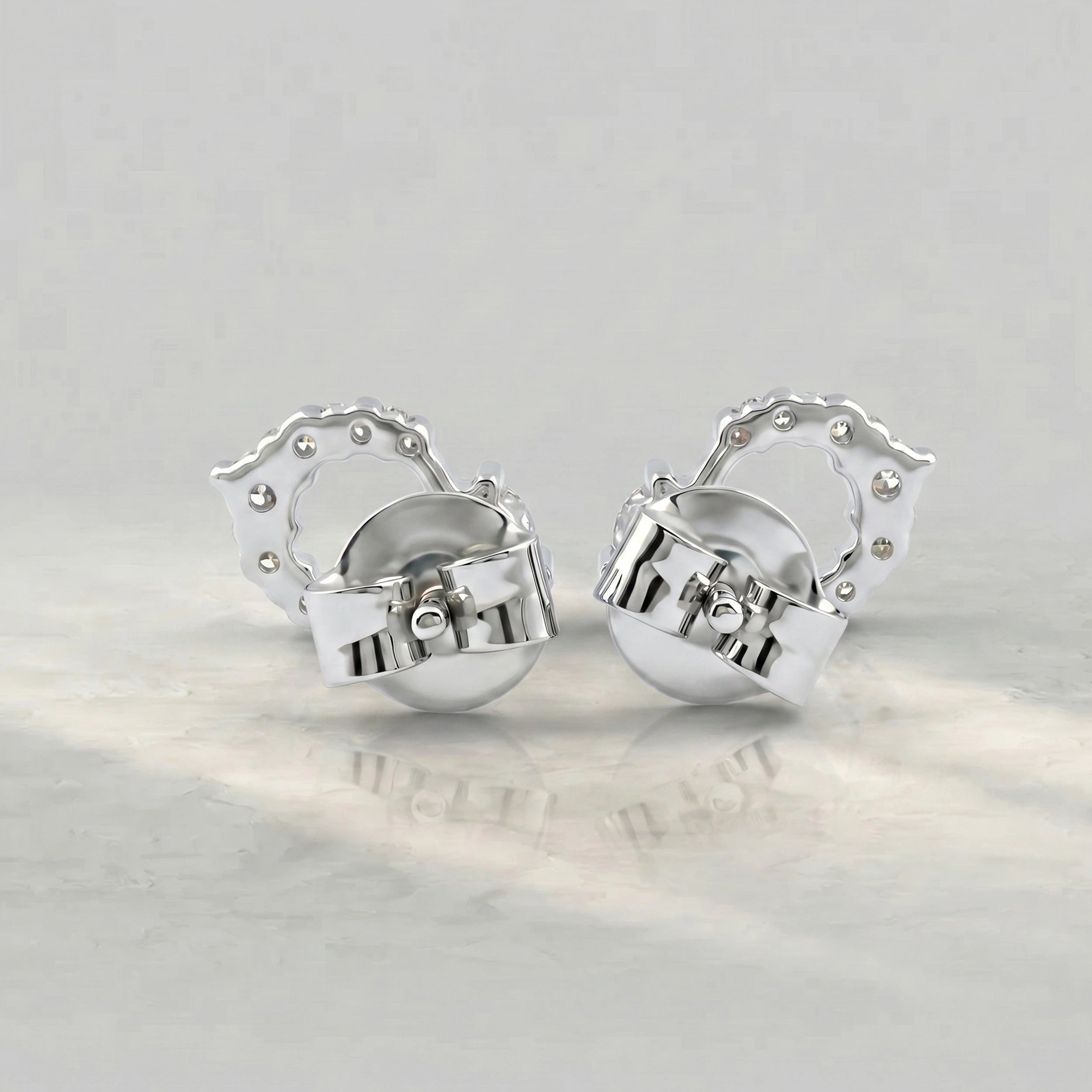 Red Round Cut Gemstone Stud Earrings