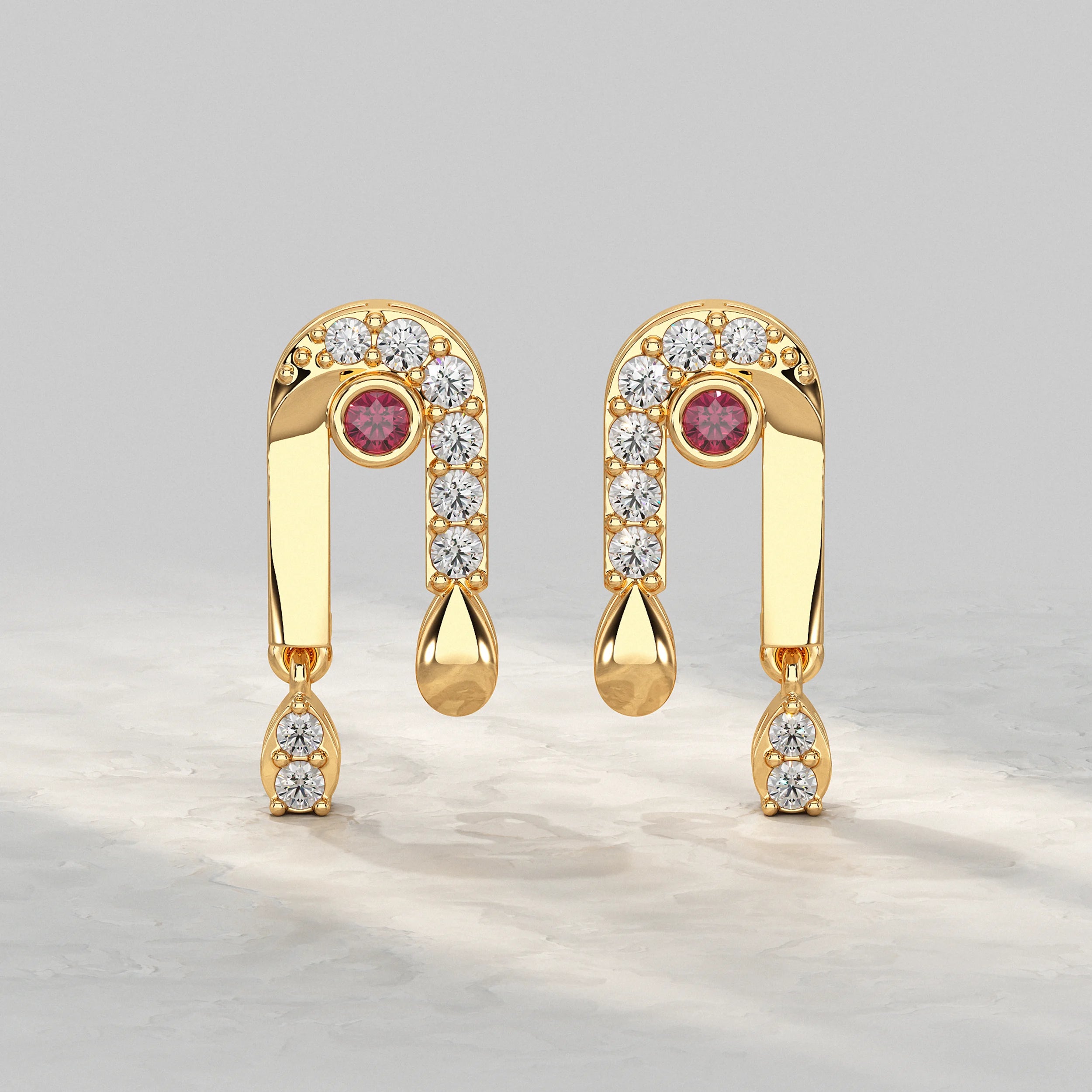 Ruby And Diamond Drop Accent Stud Earrings Earrings