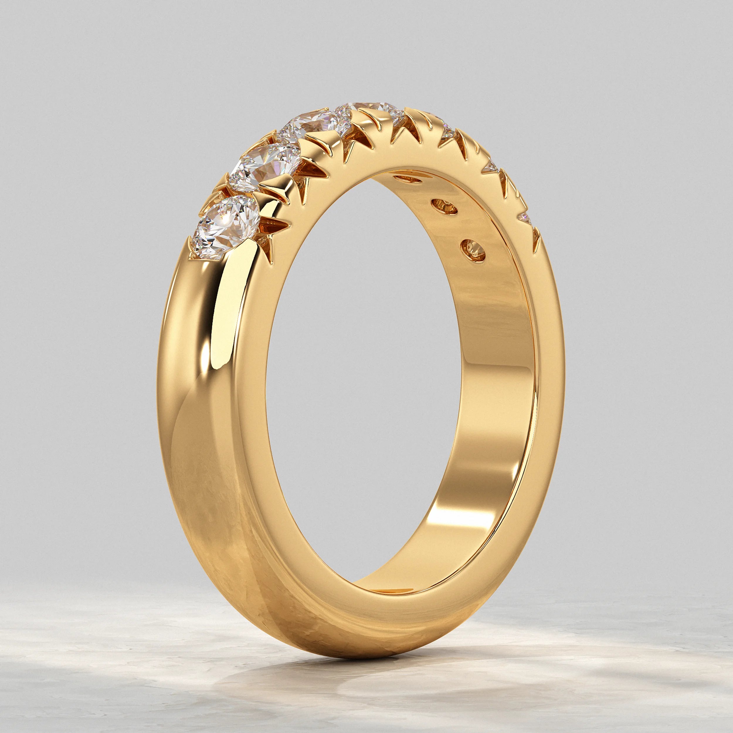 Seven Stone Round Diamond Dainty Band Rings