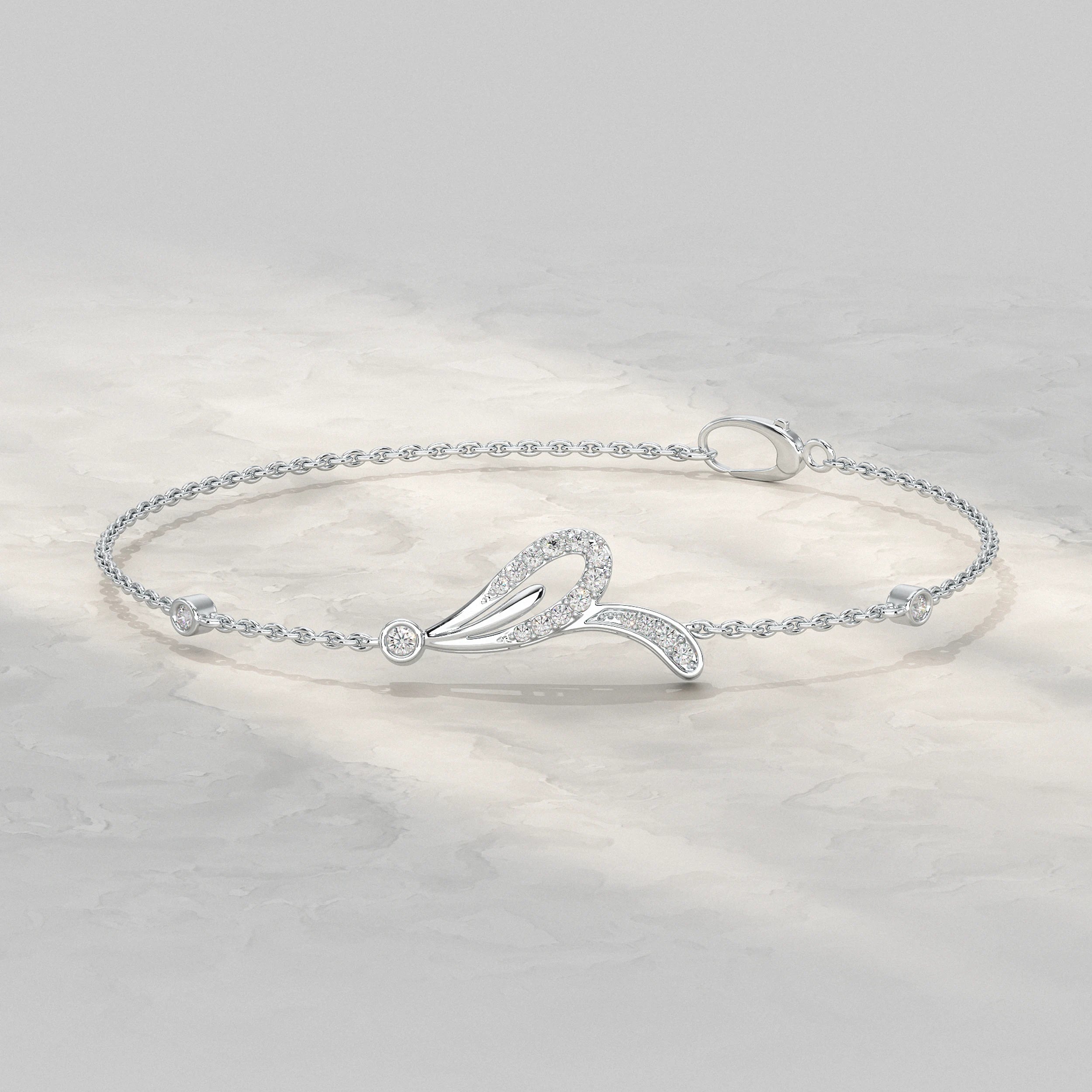 Leaf Style Diamond Chain Bracelet Bracelet