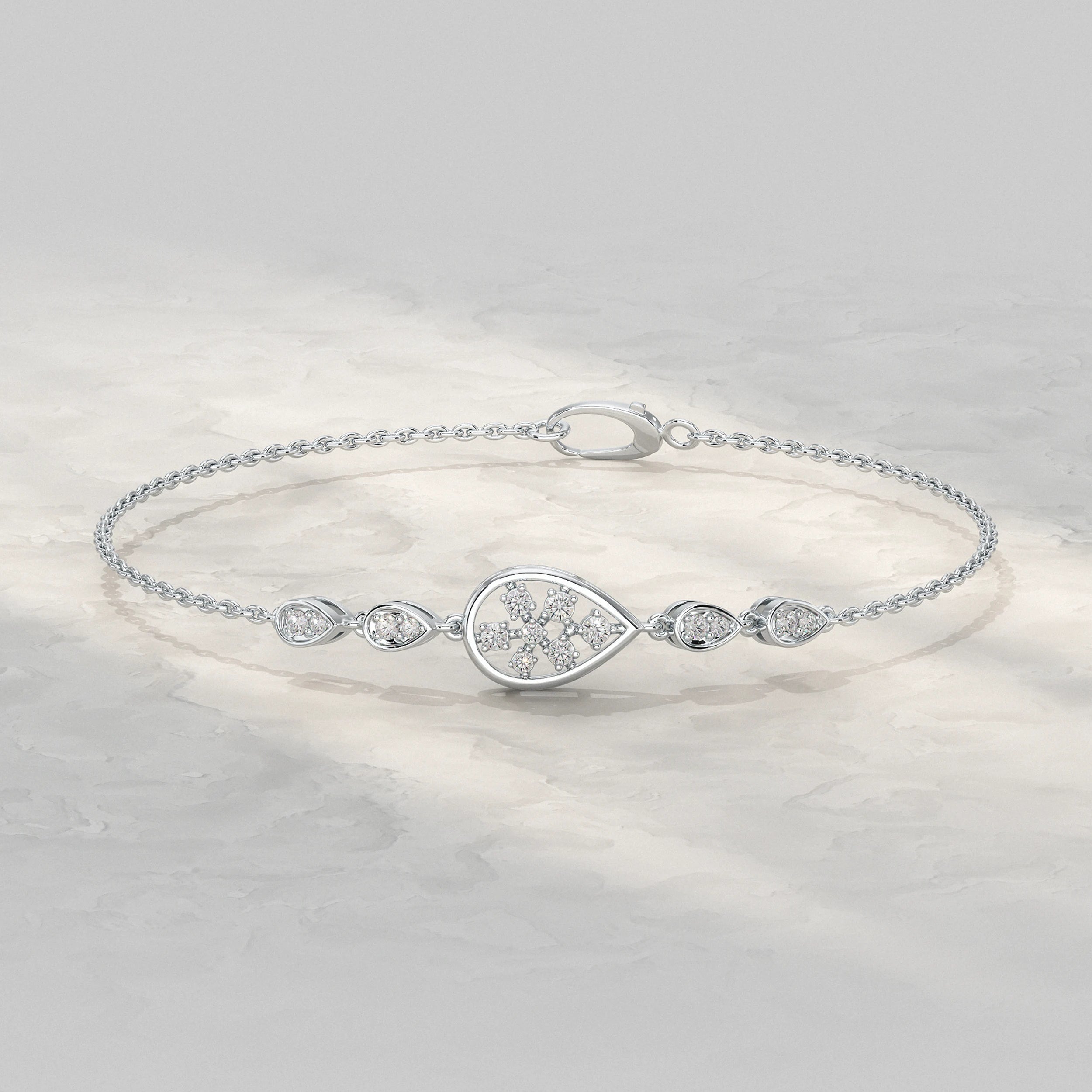 Floral Round Diamond Pear Accent Bracelet Bracelet