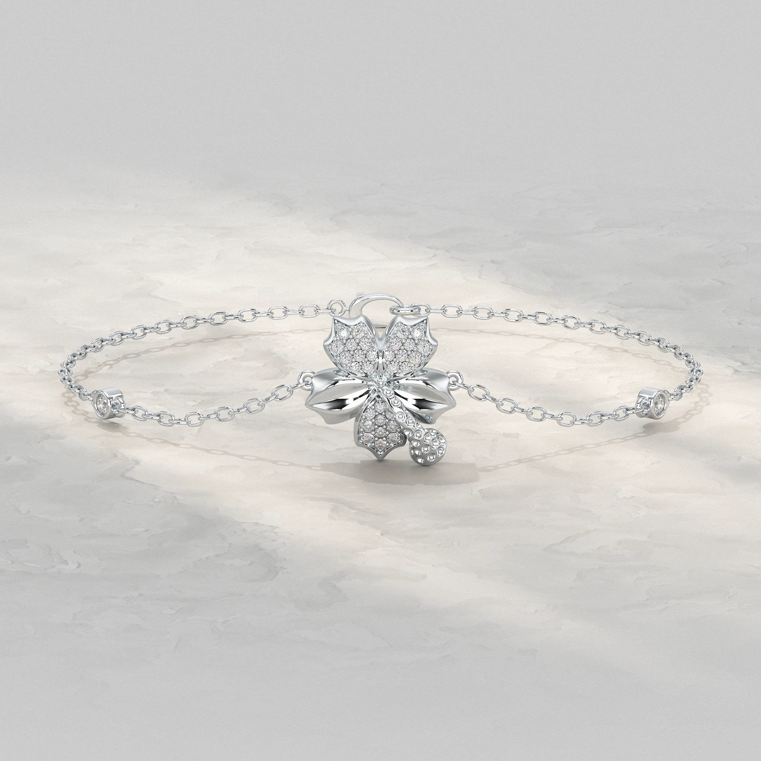 Floral Charm Diamond Bracelet Bracelet