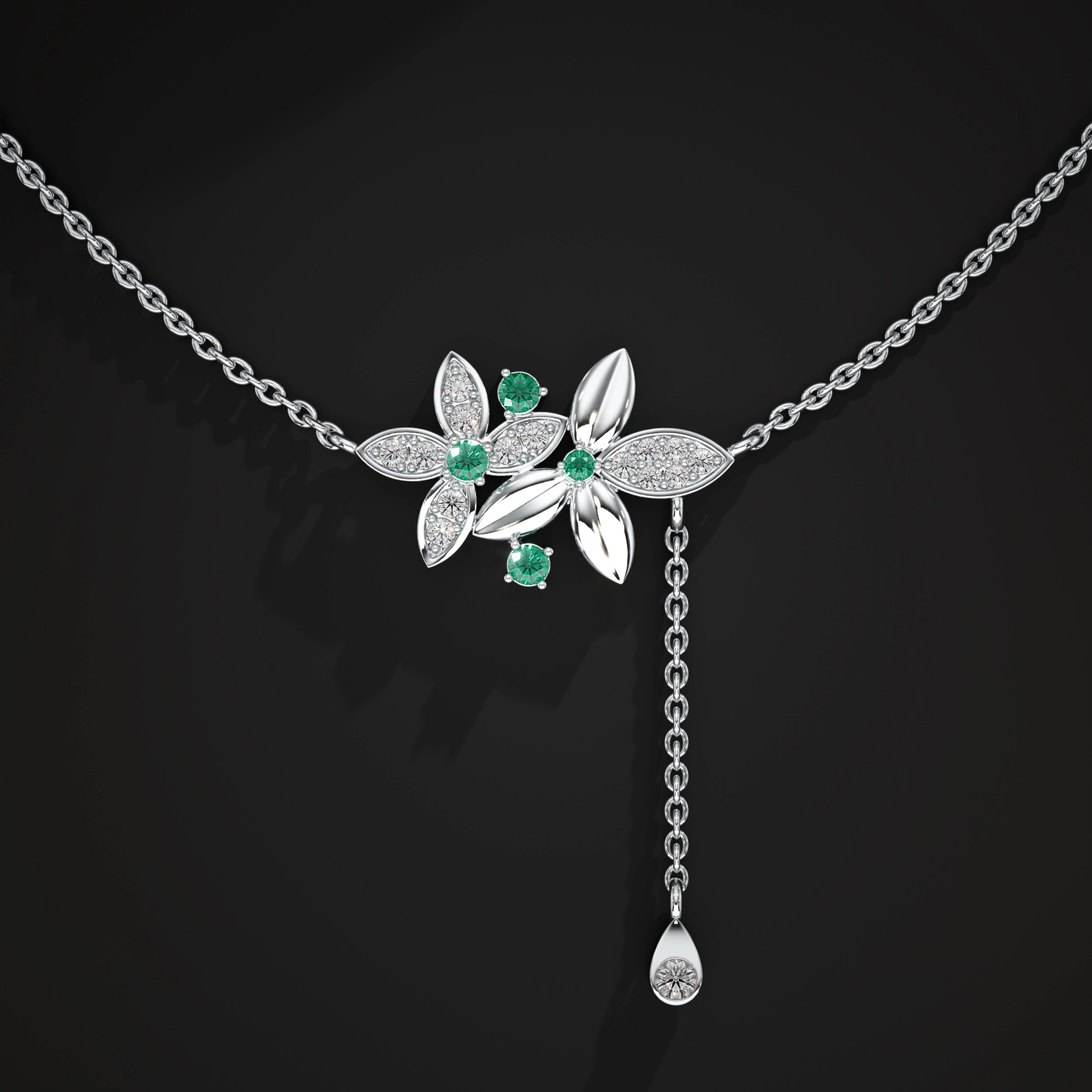 Dual Flower Lab Grown Diamond Pendant Pendant