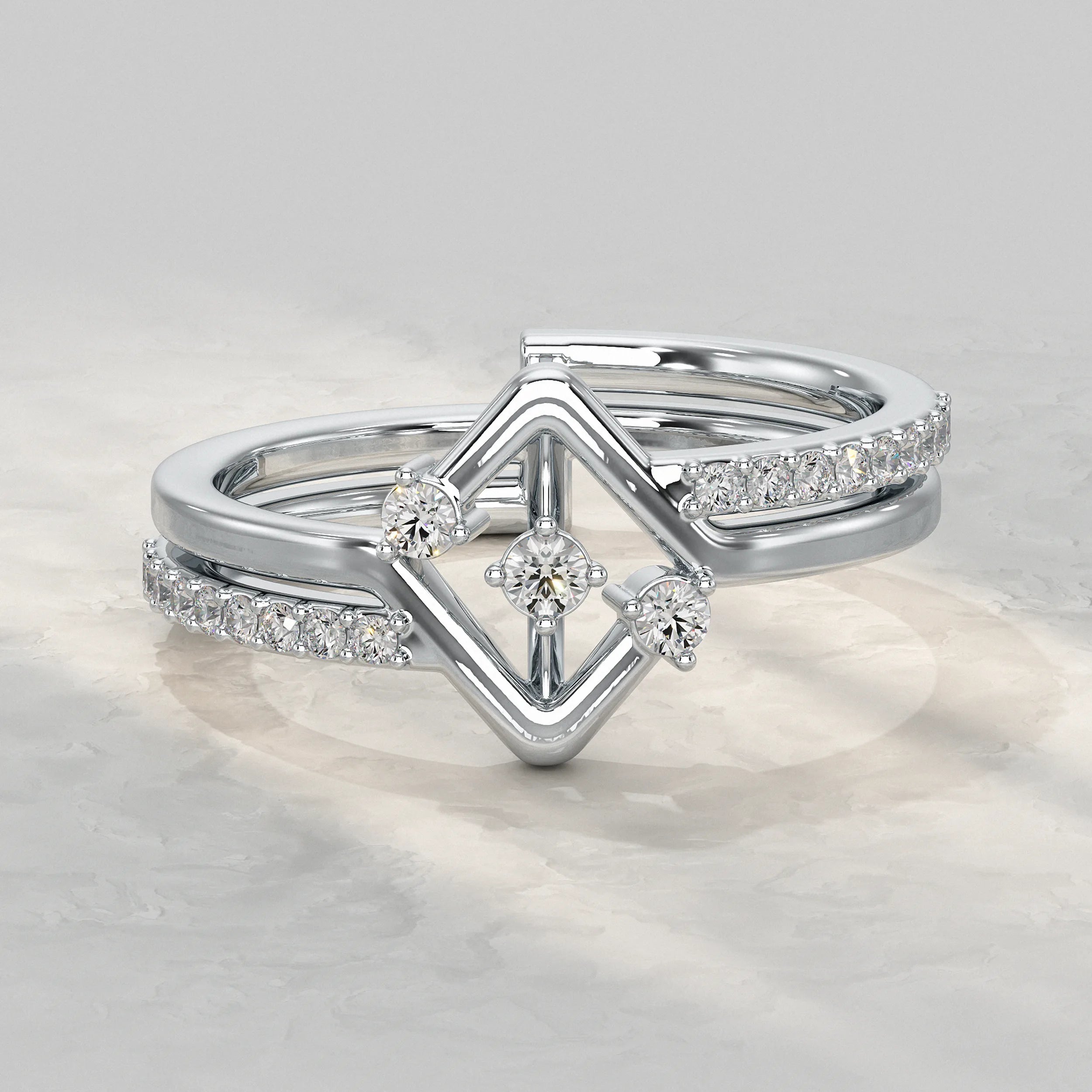 Round Accent Diamond Engagement Ring Rings