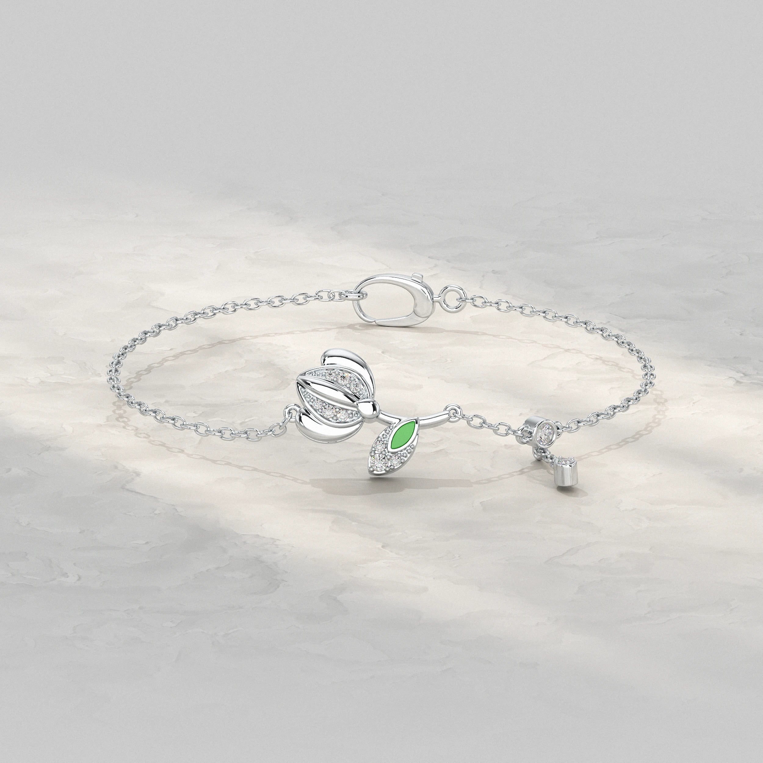 Sparkling Petal and Leaf Accent Bracelet Bracelet