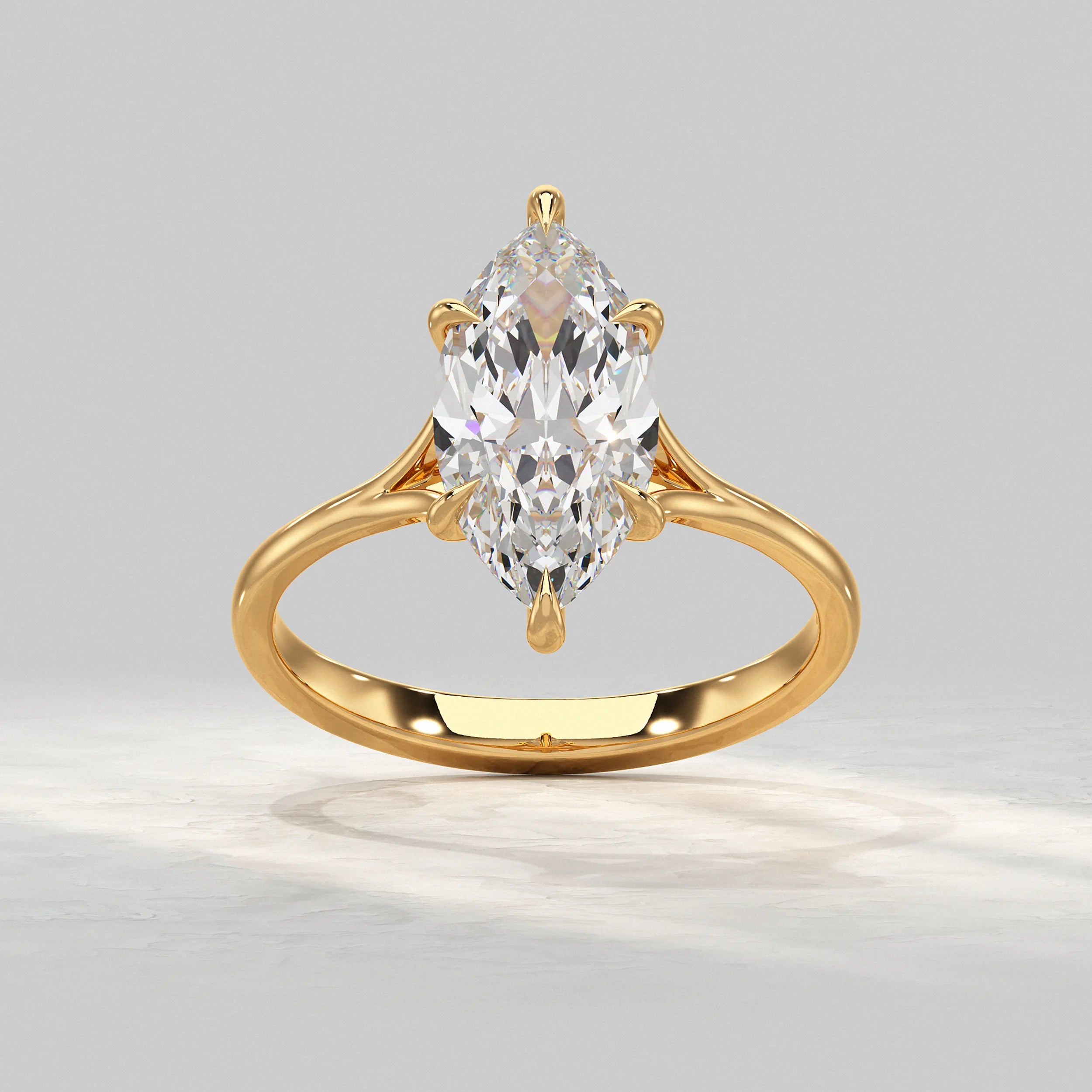 Marquise Lab Diamond Six Prong Solitaire Ring Rings