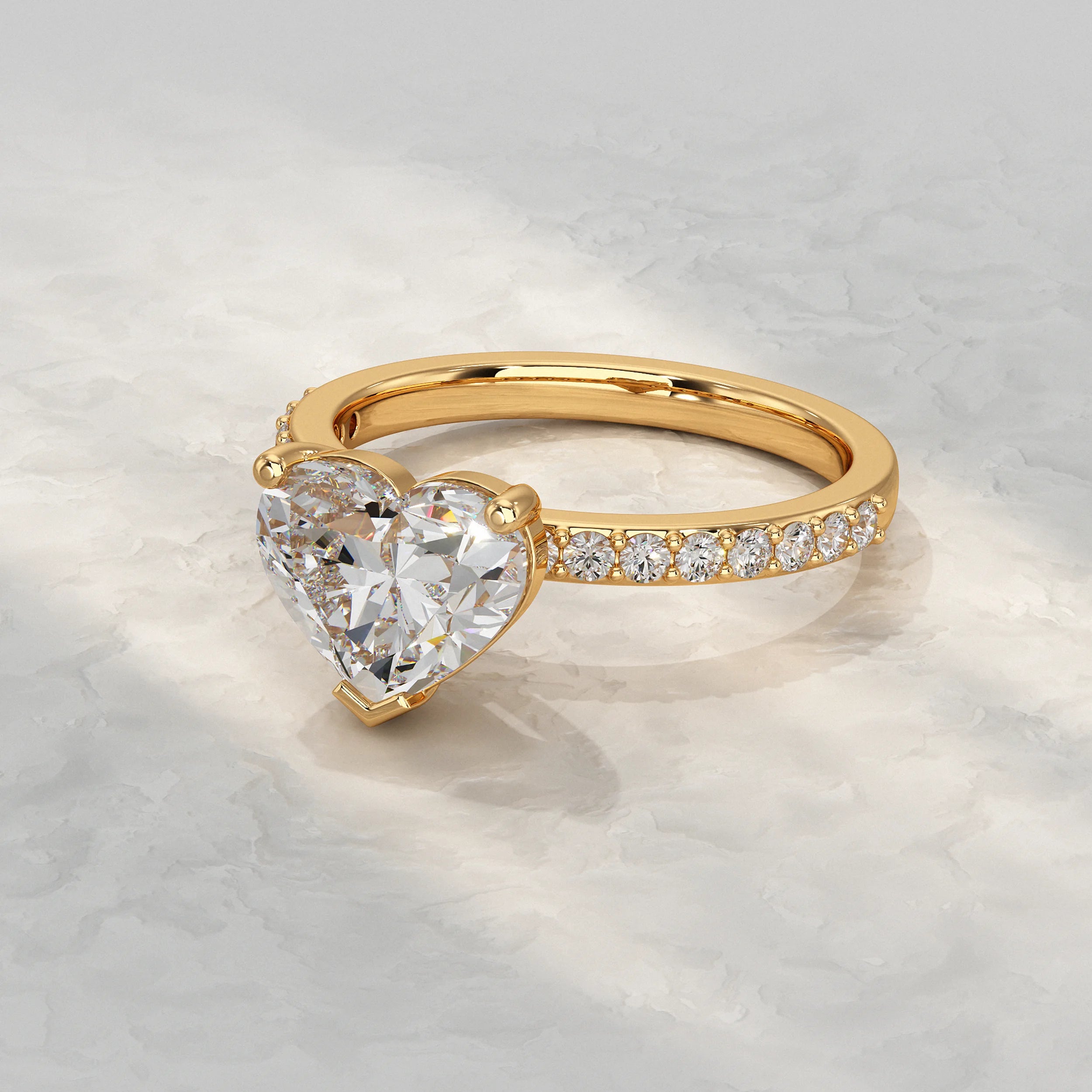 Heart Diamond Solitaire Accent Engagement Ring Rings