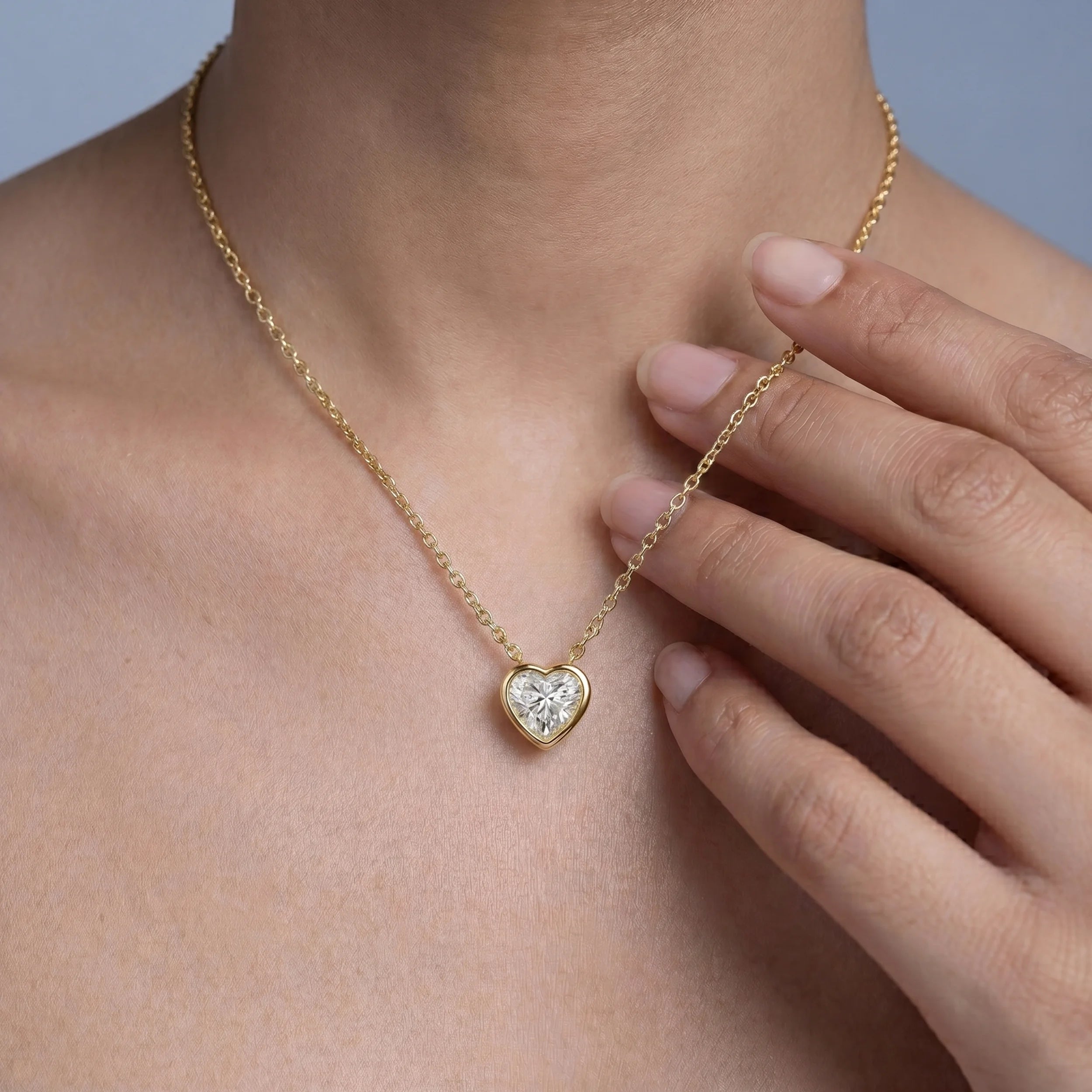 Heart Lab Diamond Bezel Set Pendant Pendant