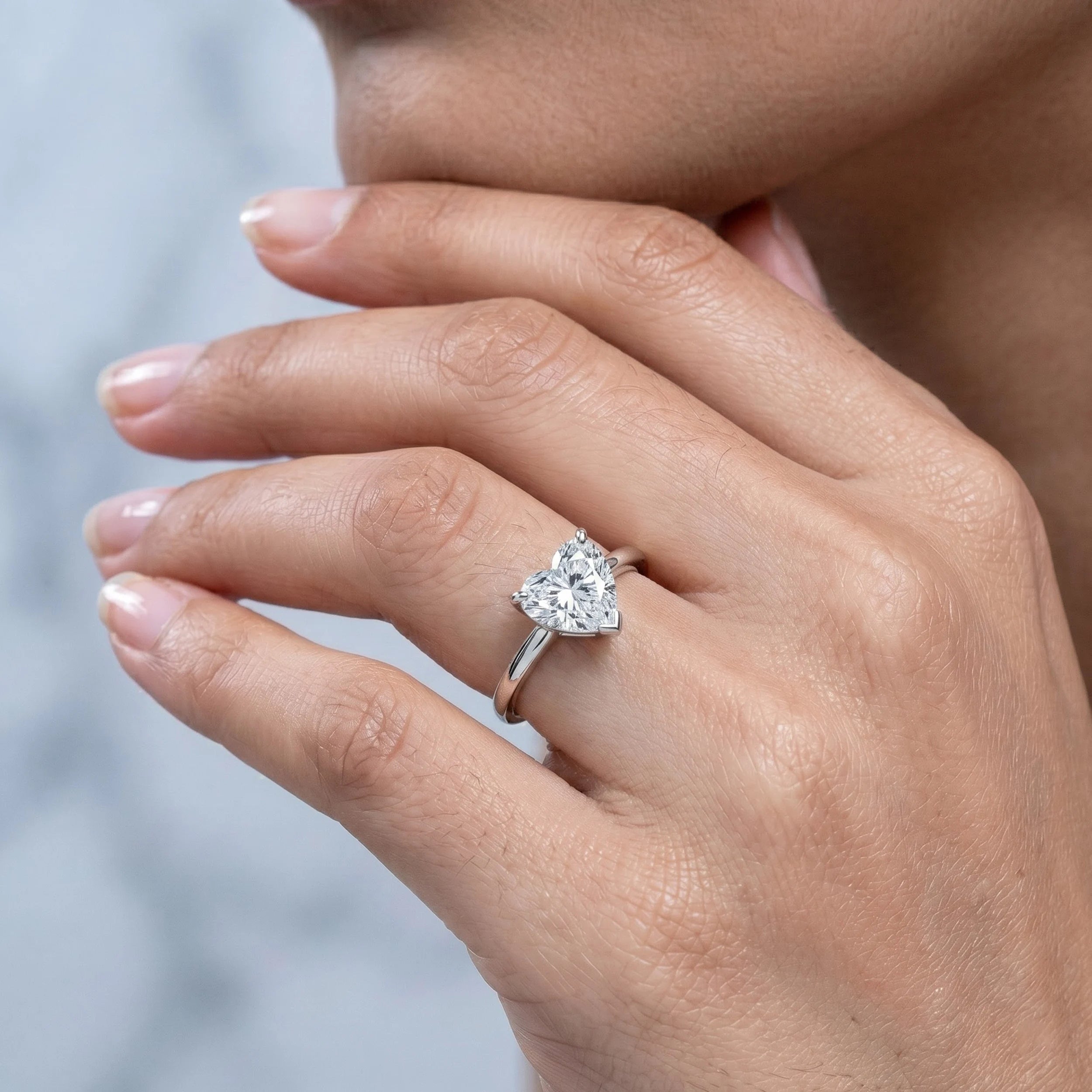 Heart Cut Lab Diamond Solitaire Engagement Ring Rings
