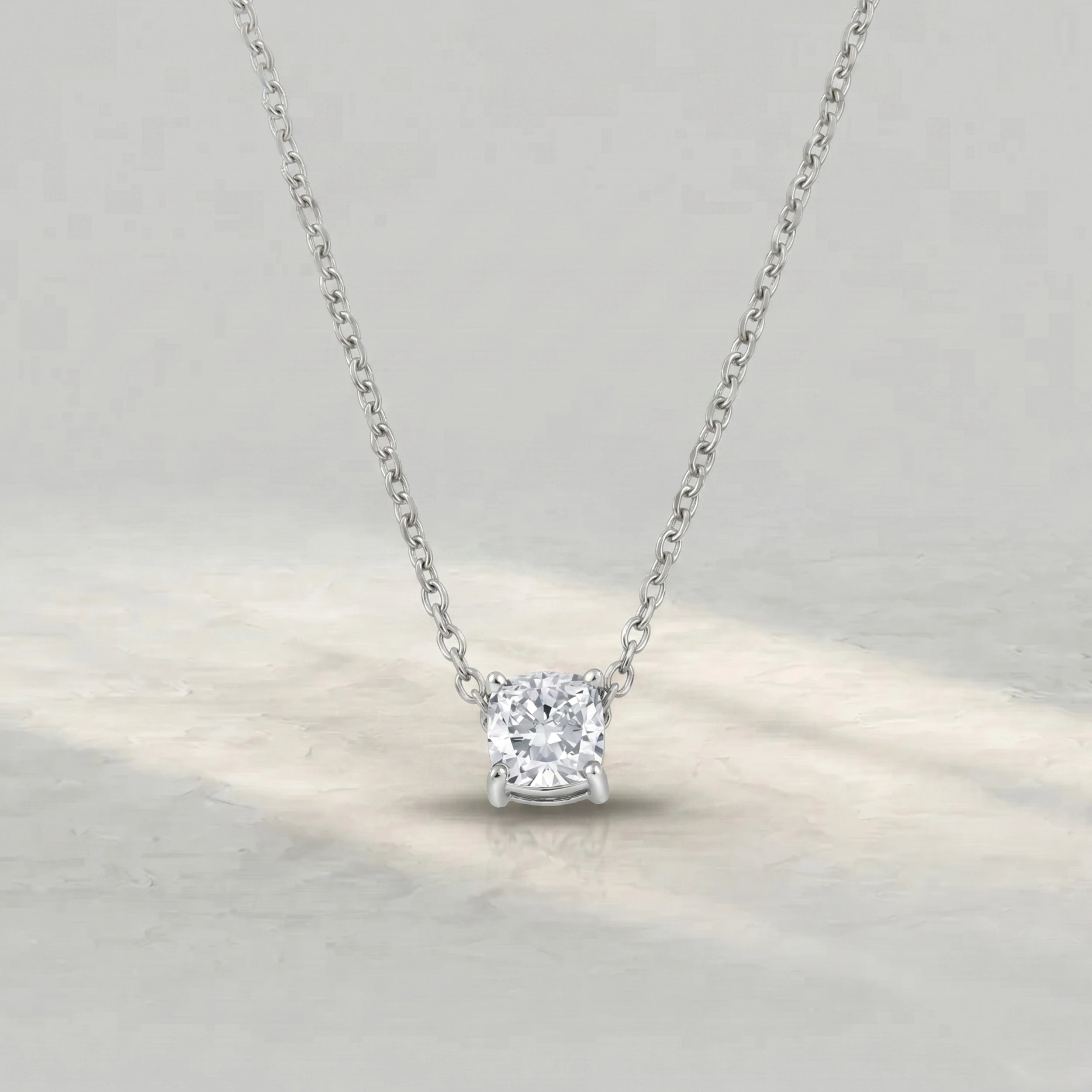Square Cushion Lab Diamond Solitaire Pendant Pendant