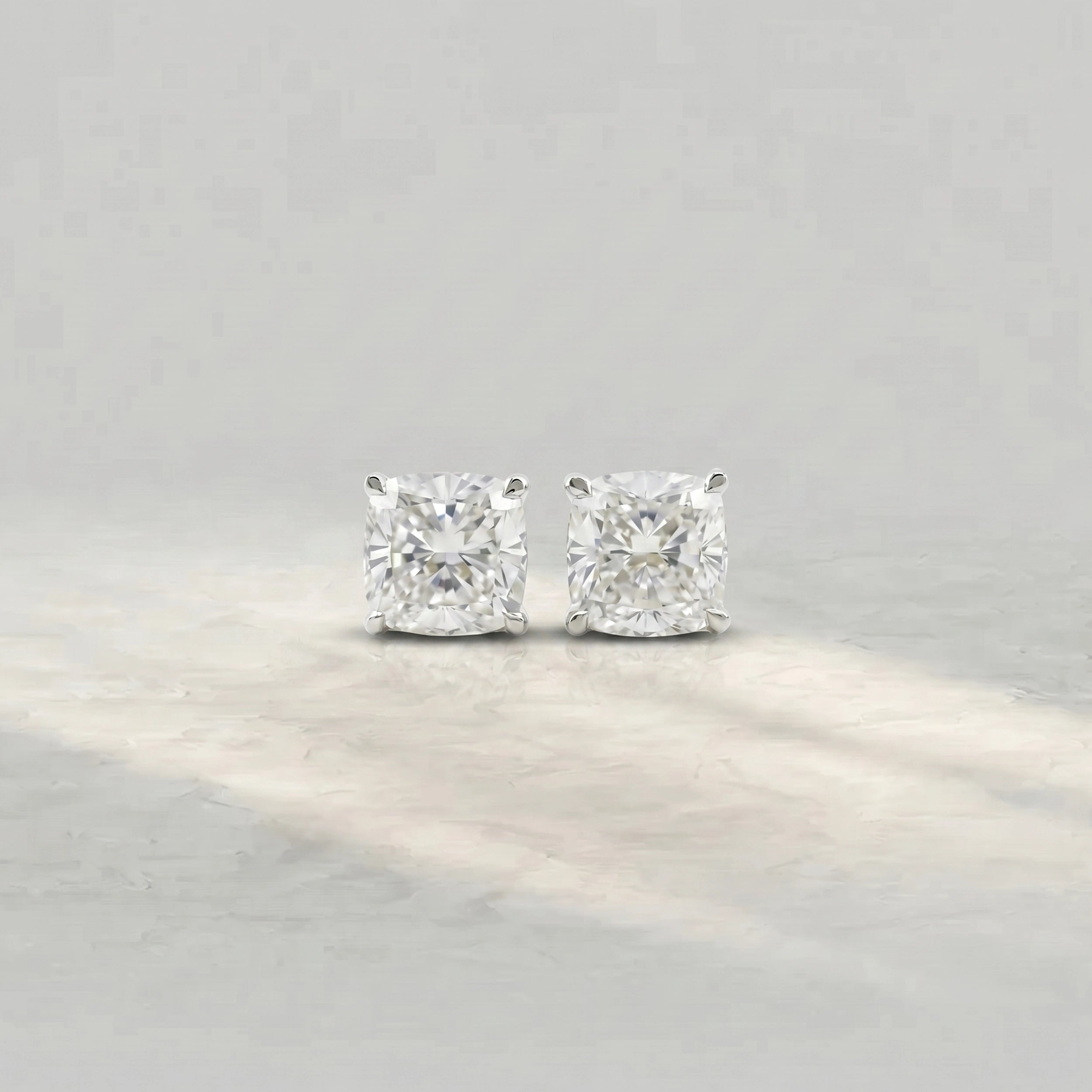 Square Cushion Lab Diamond Stud Earrings