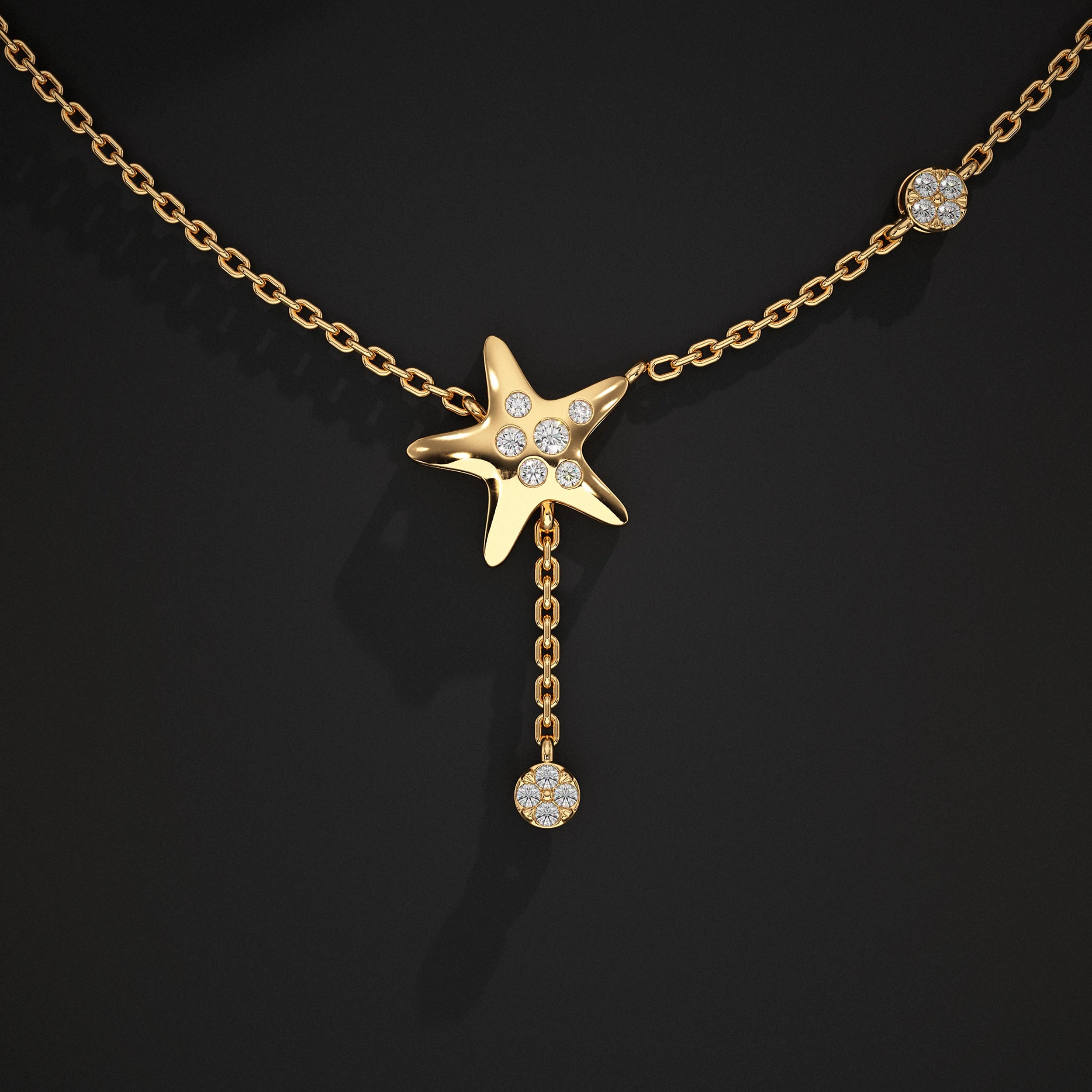 Star Cut Lab Diamond Drop Necklace Pendant