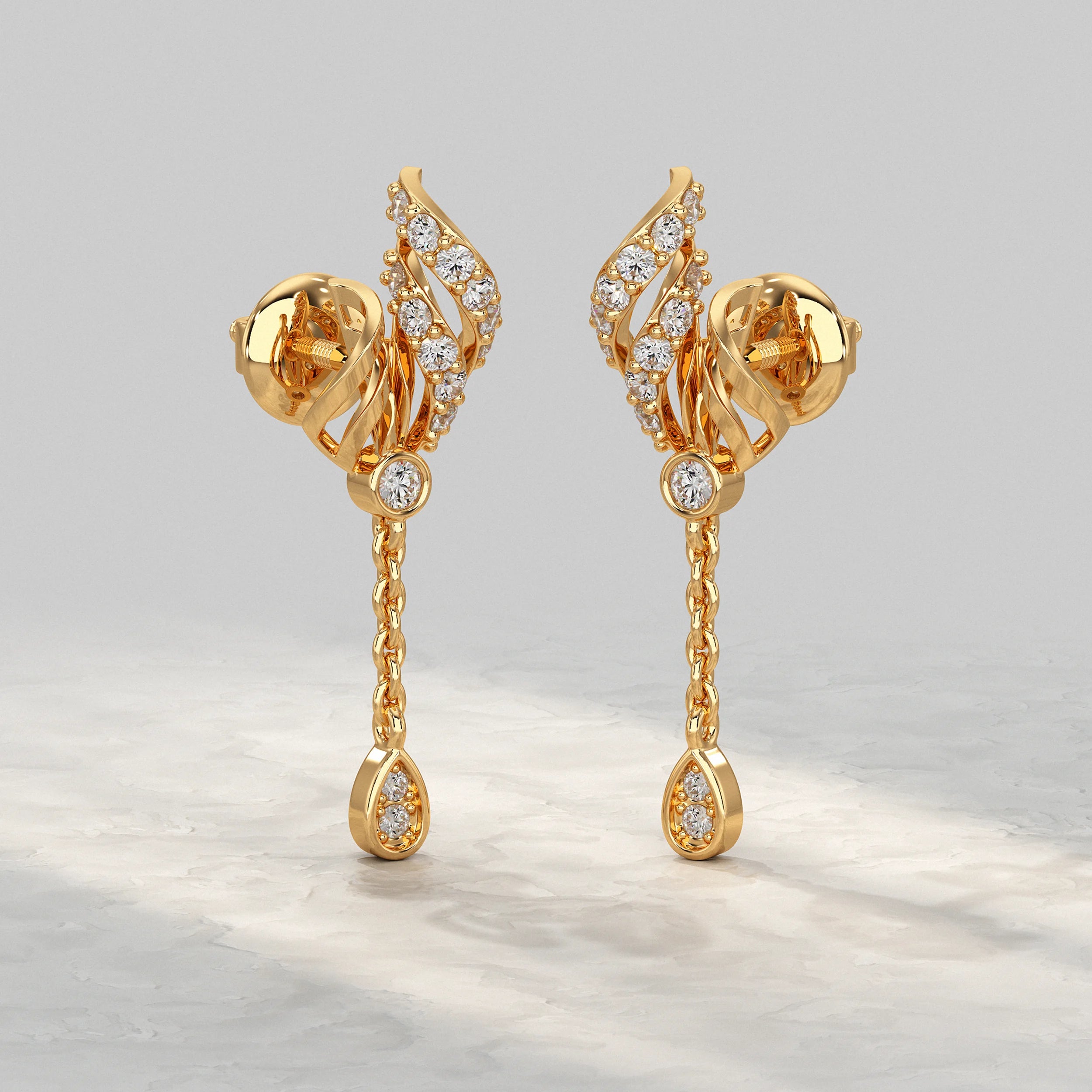 Twisted Lab Diamond Chain Drop Earrings Earrings