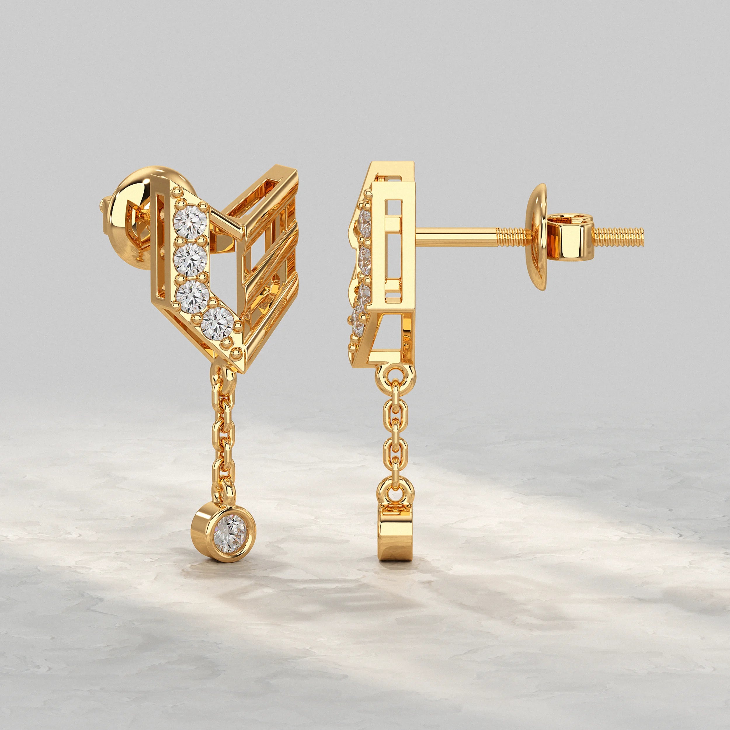 Geometric Diamond Chain Drop Earrings Earrings