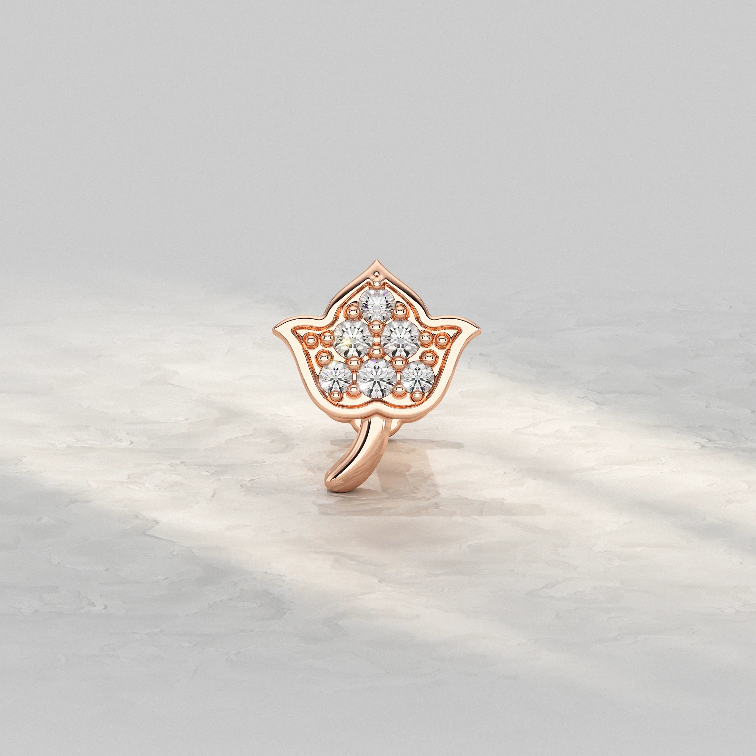 Lotus Shape Diamond Nose Pin Nose Pin
