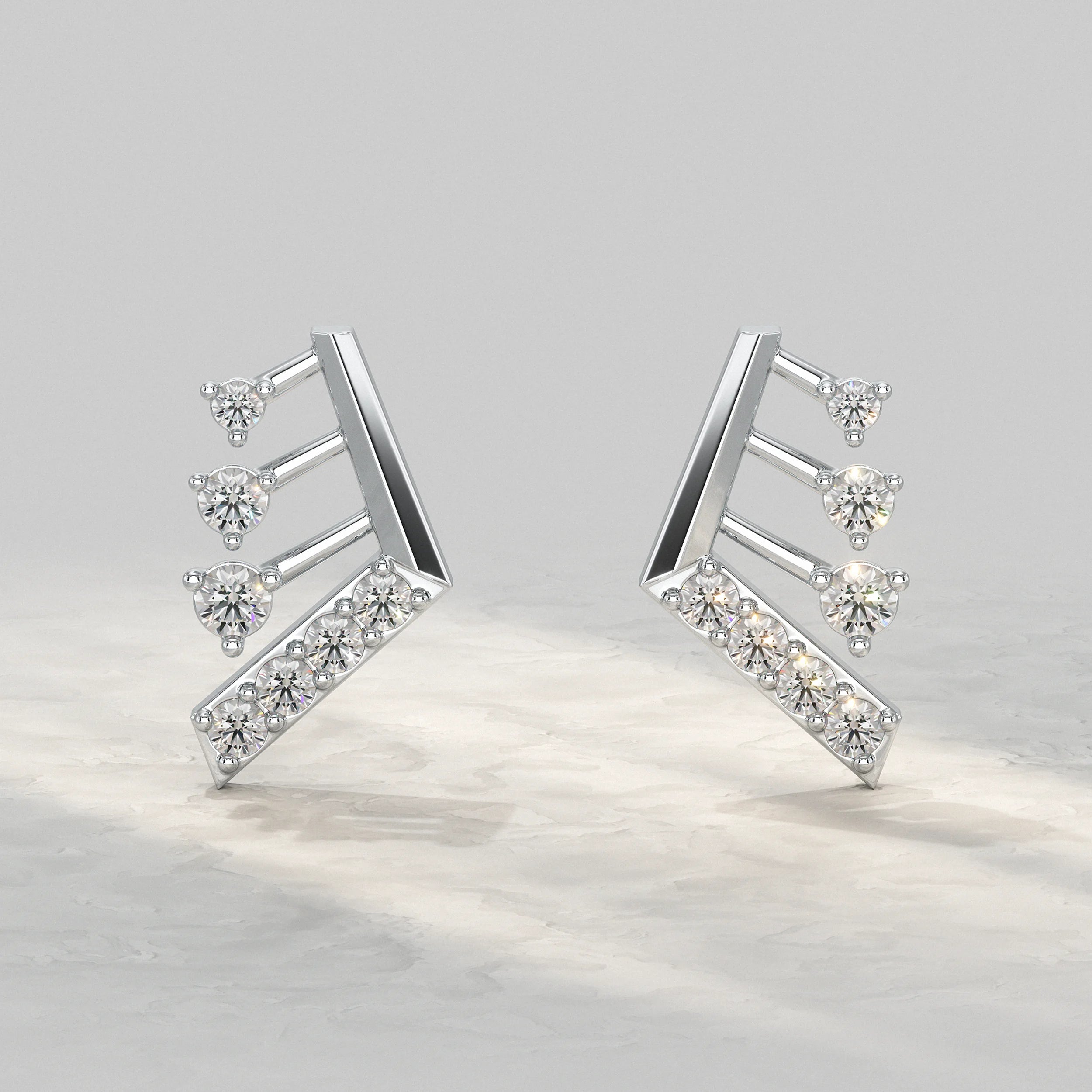 Modern Angled Diamond Bar Design Stud Earrings Earrings