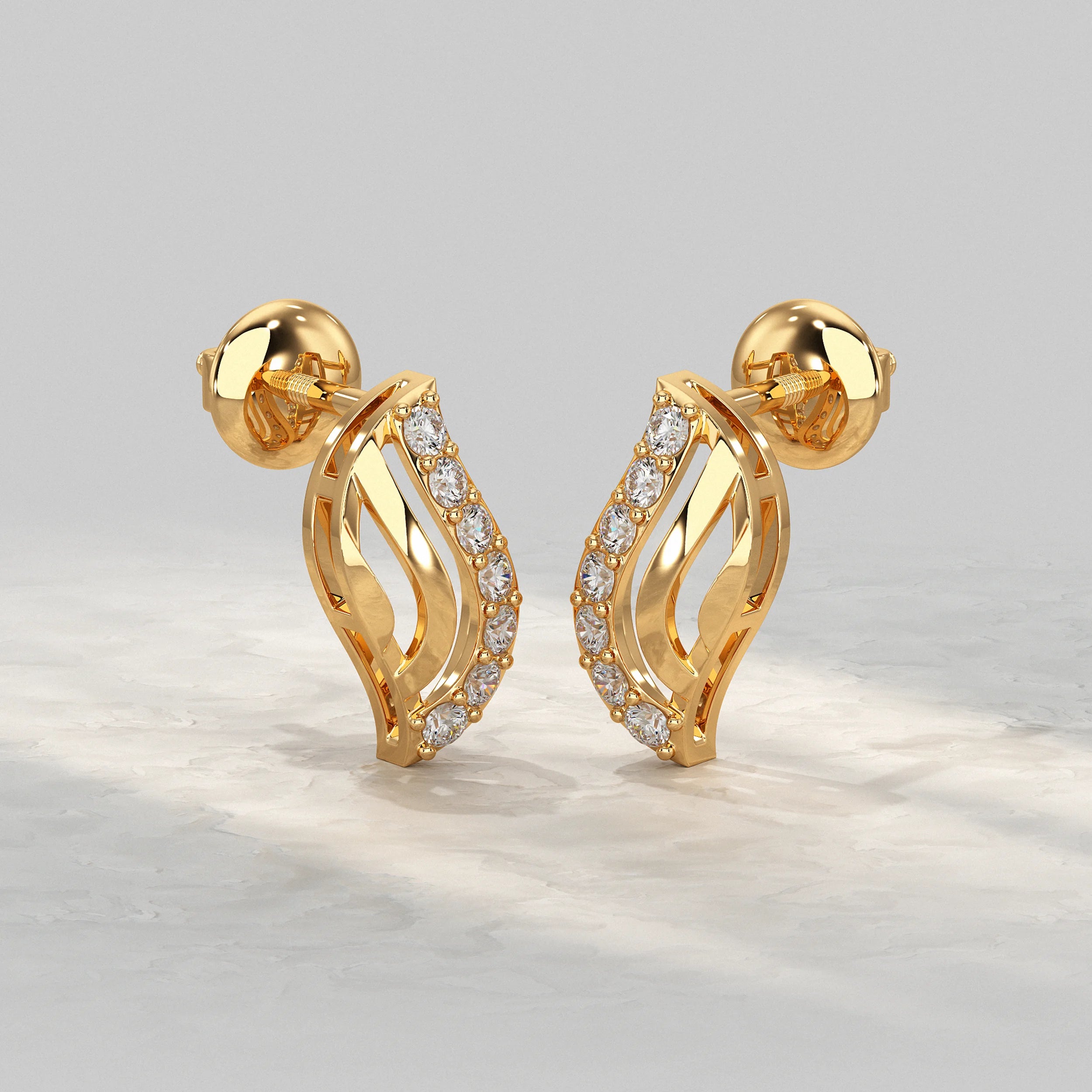 Wave Design Diamond Accent Stud Earrings Earrings