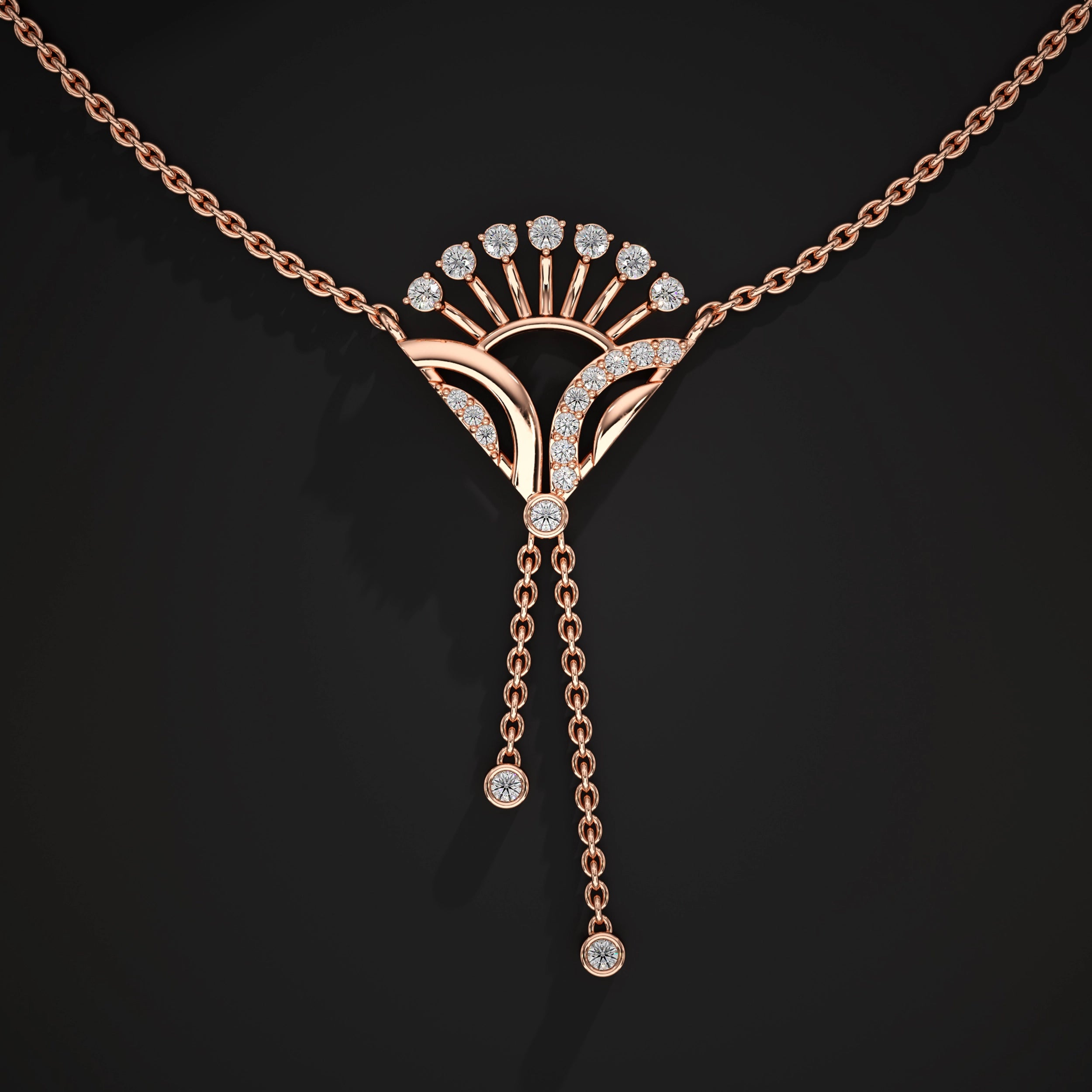 Diamond Pendant with Drop Chains Pendant