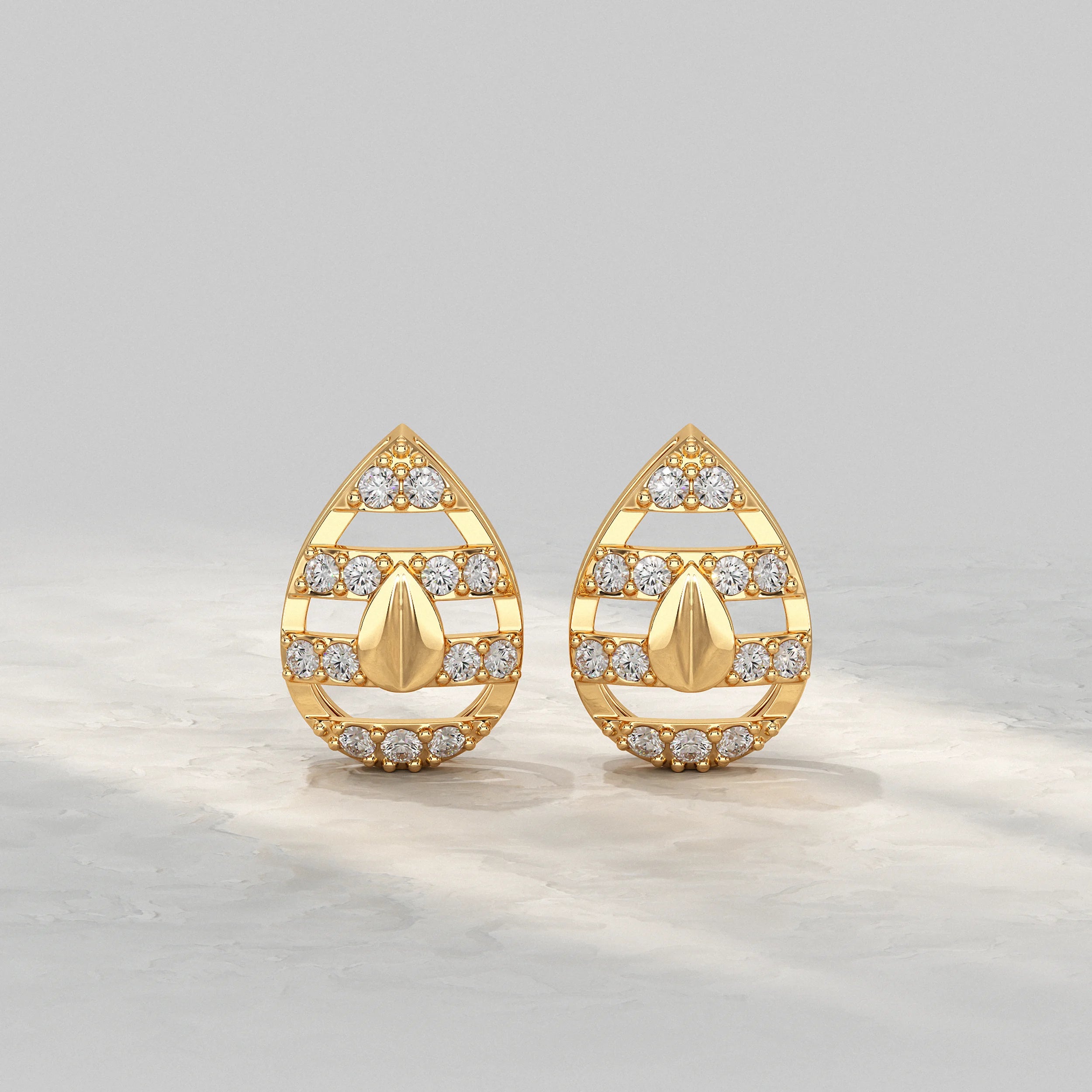Teardrop Diamond Cluster Open Frame Stud Earrings Earrings
