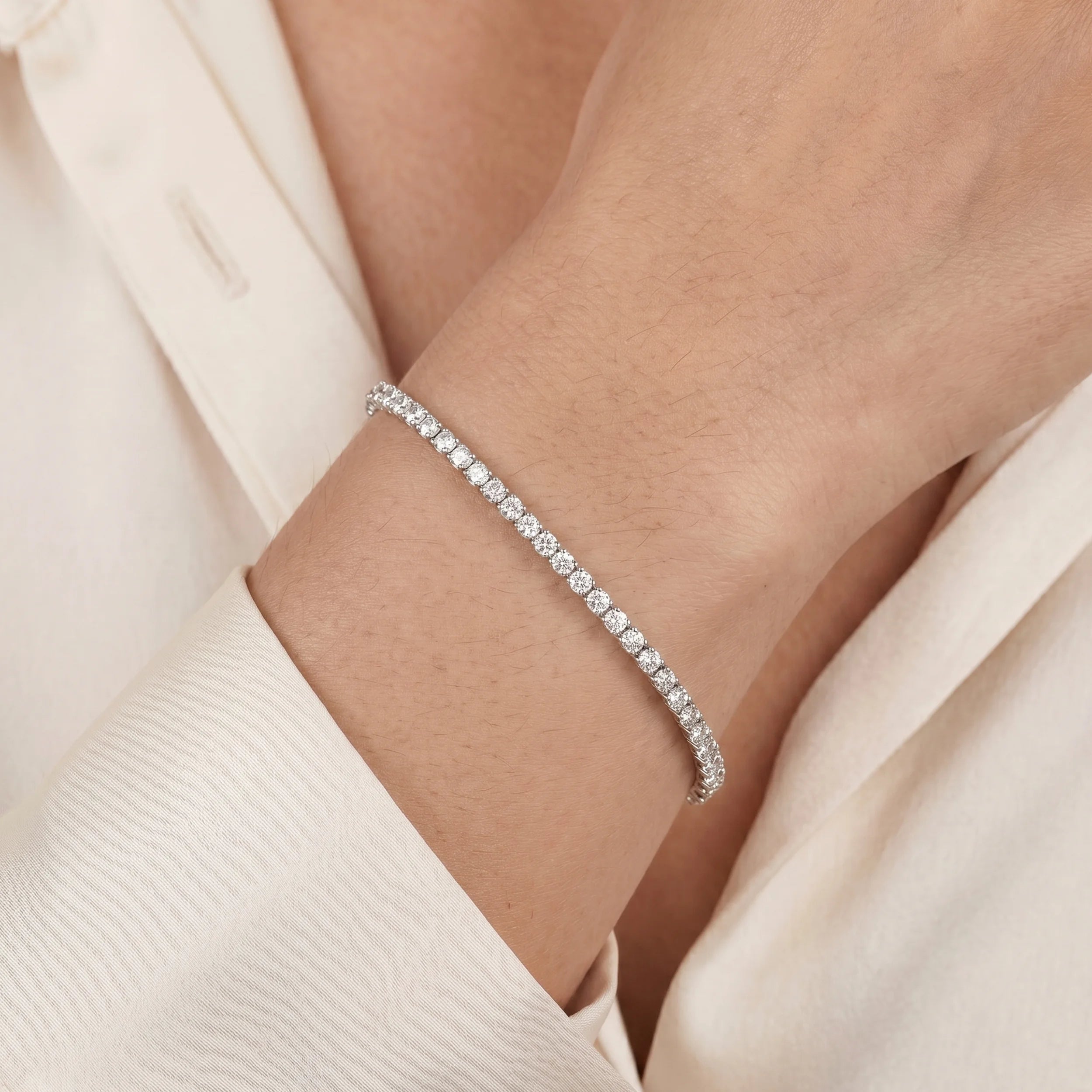Round Lab Diamond Tennis Bracelet Bracelet