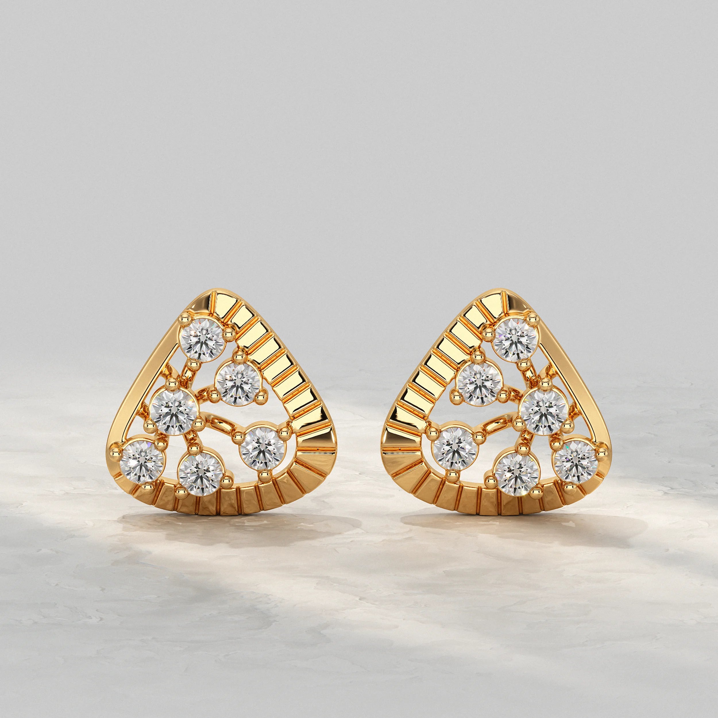 Round Lab Diamond Triangular Stud Earrings Earrings