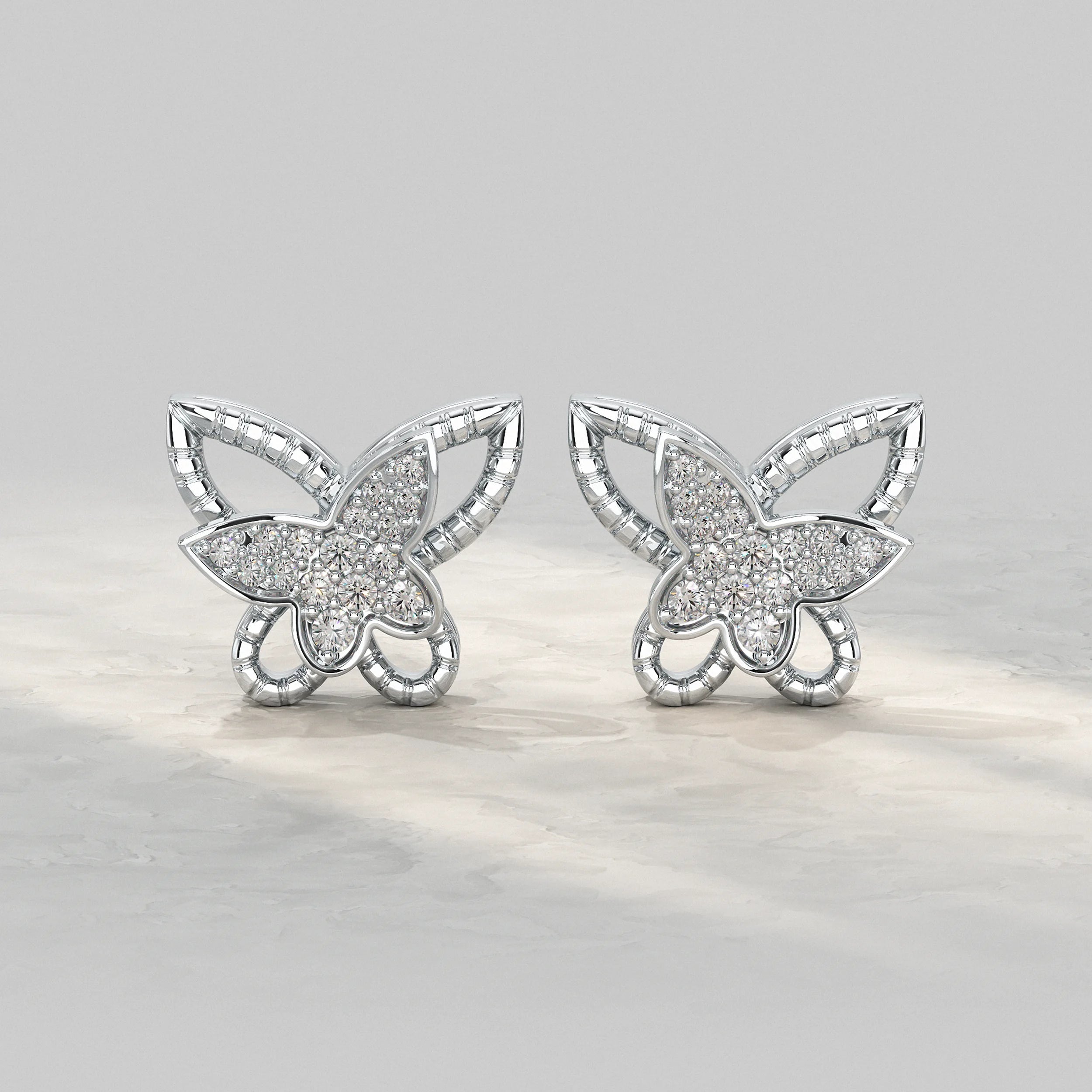 Dual Butterfly Lab Diamond Stud Earrings Earrings