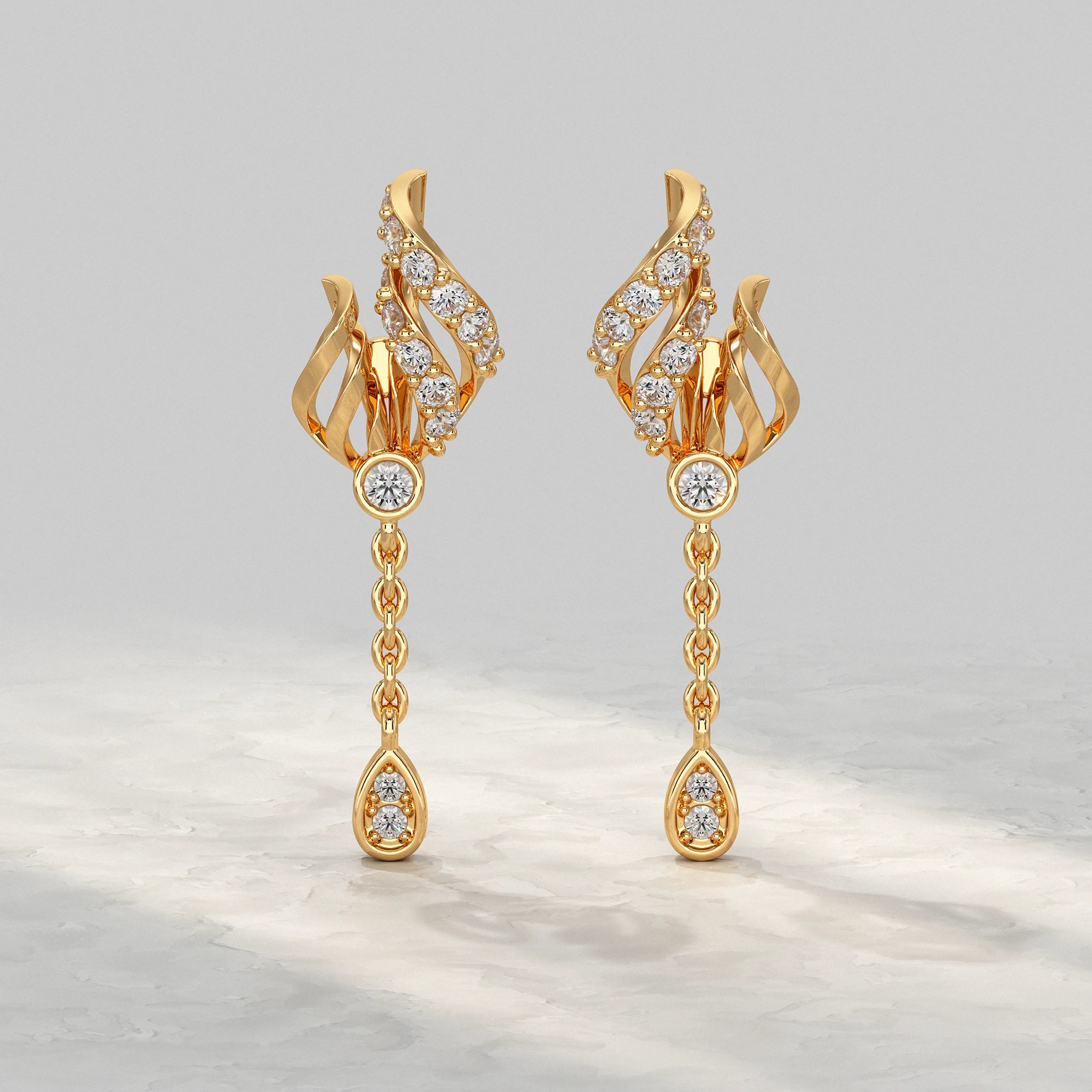 Twisted Lab Diamond Chain Drop Earrings Earrings