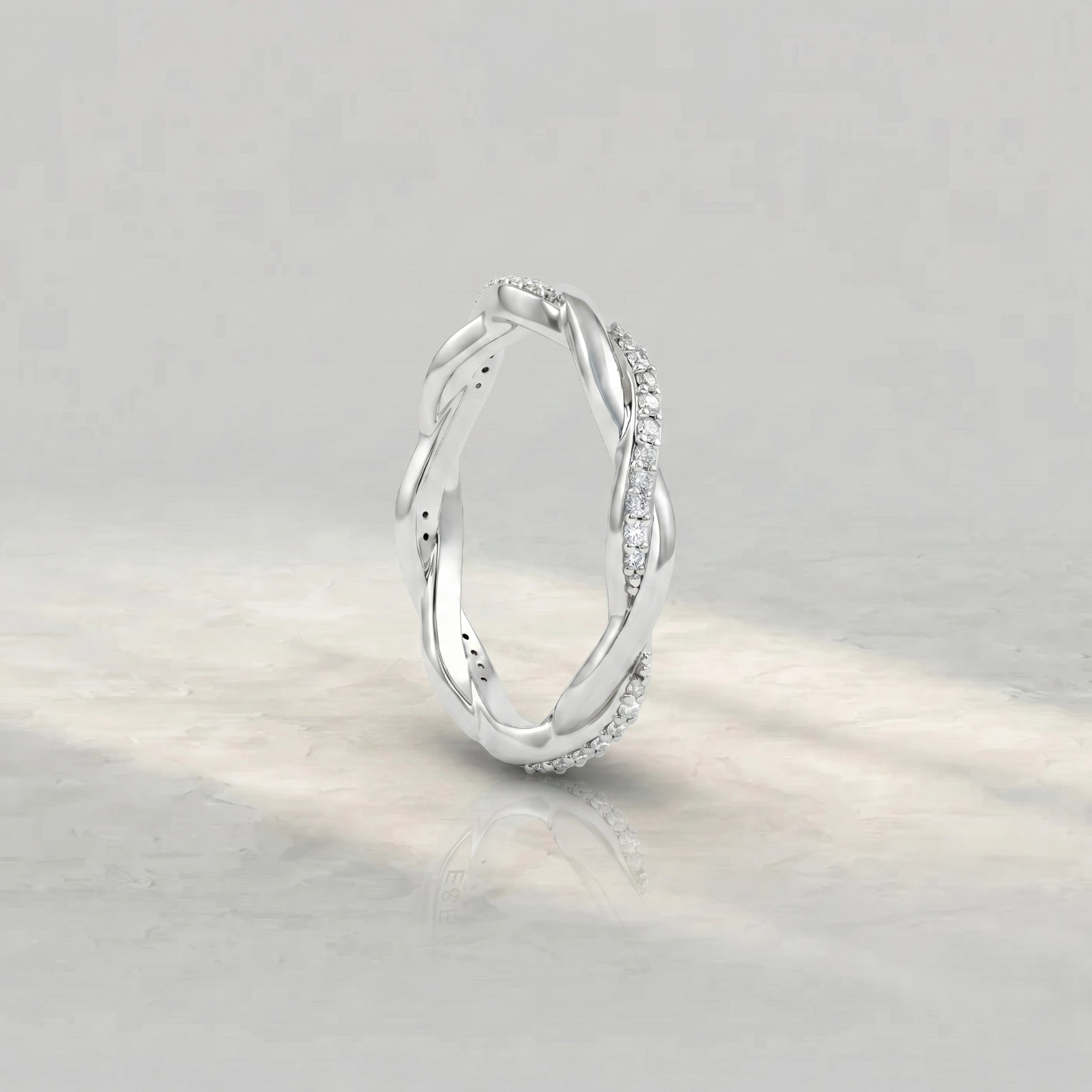 Infinity Twisted Round Diamond Wedding Band Rings