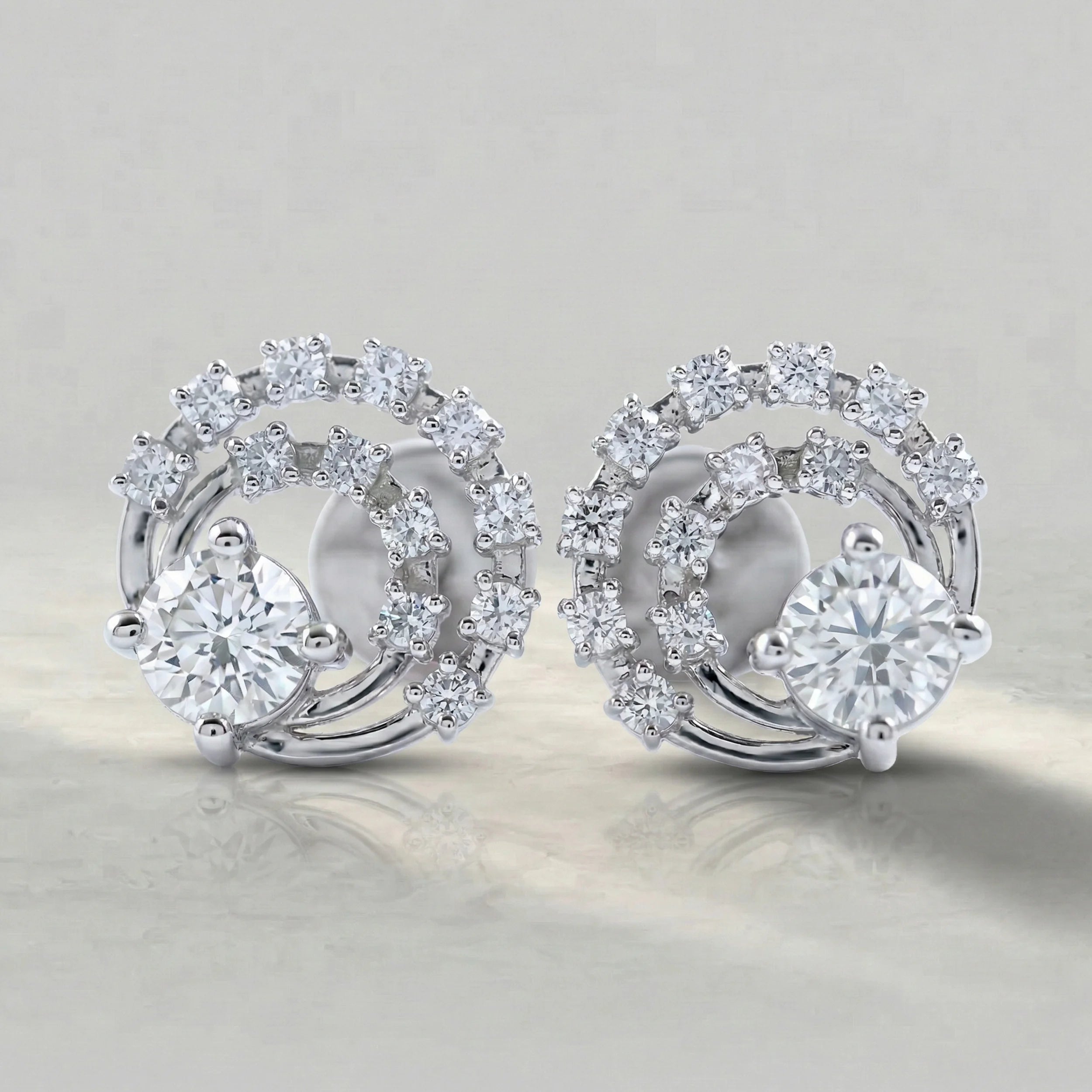 Round Diamond Twin Open Circle Stud Earring Earrings