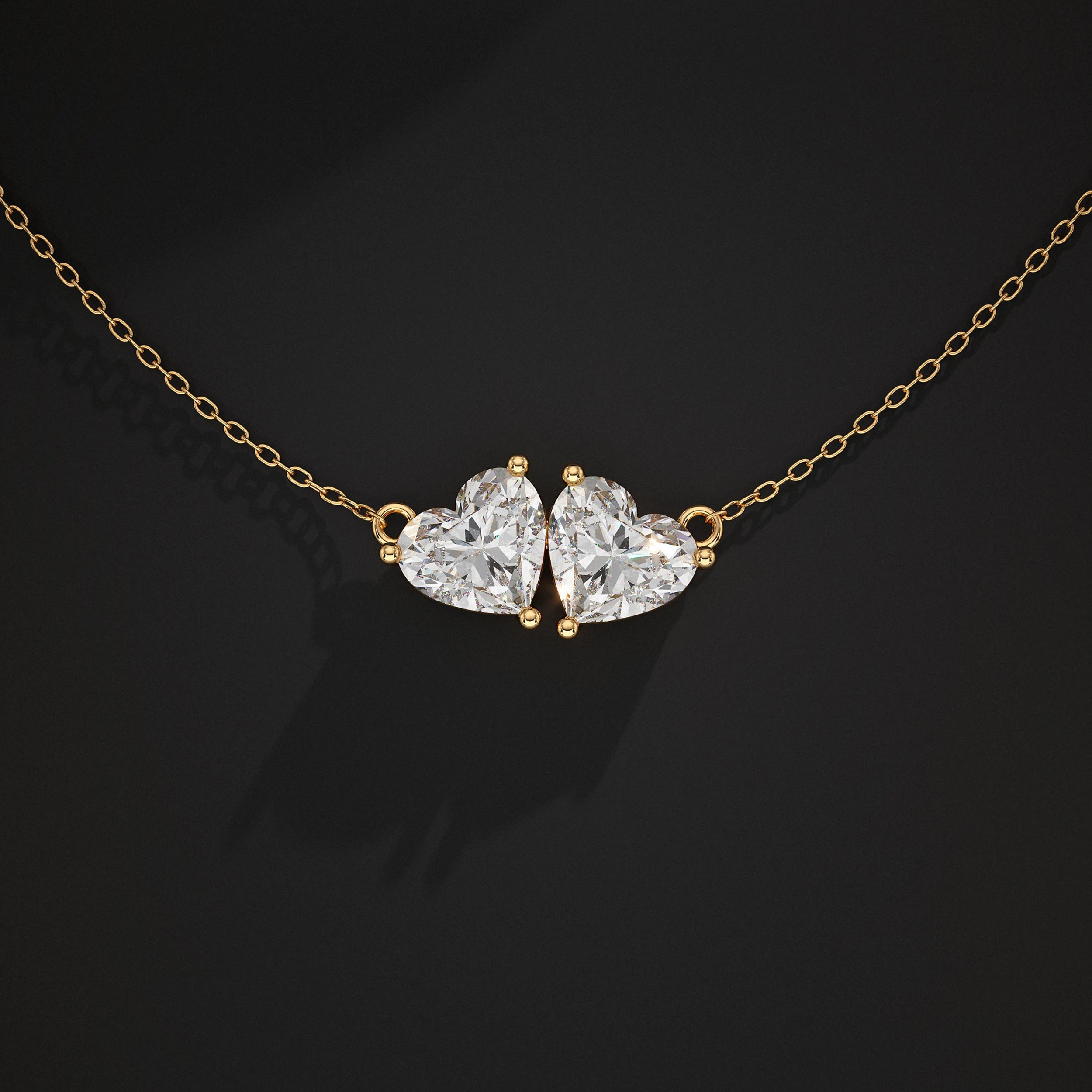 Heart Lab Diamond Toi Et Moi Pendant Pendant